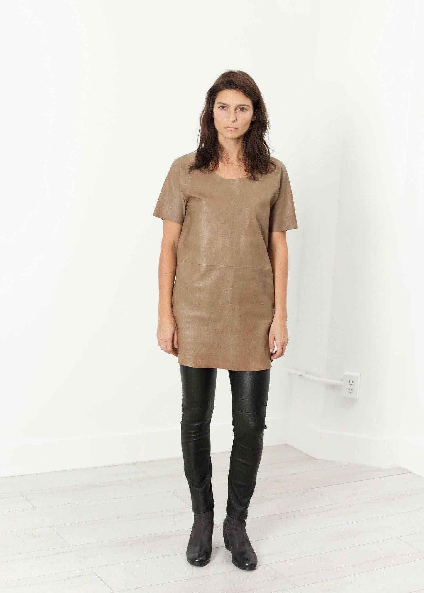 Leather Front Tunic.