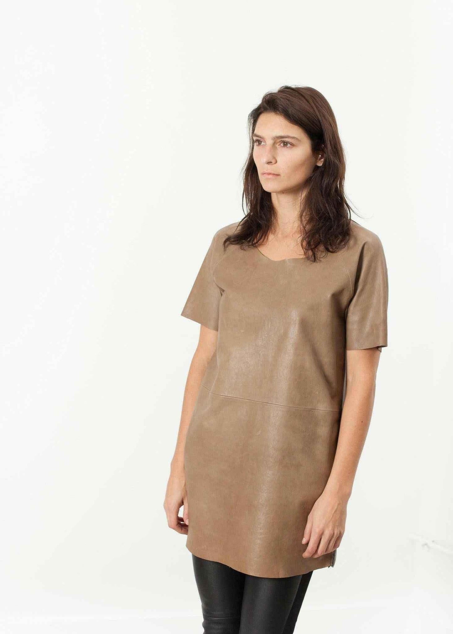 Leather Front Tunic.