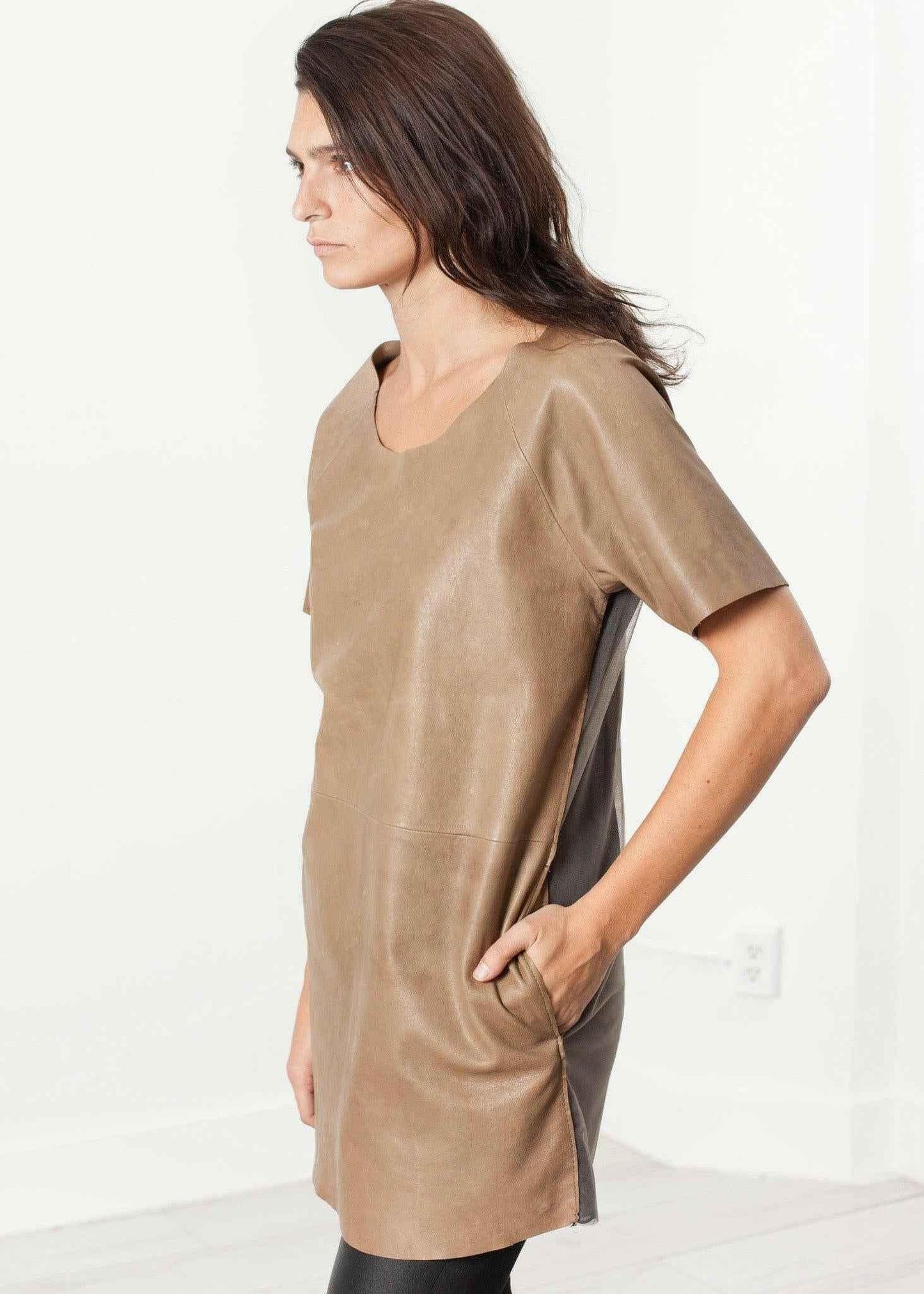 Leather Front Tunic.