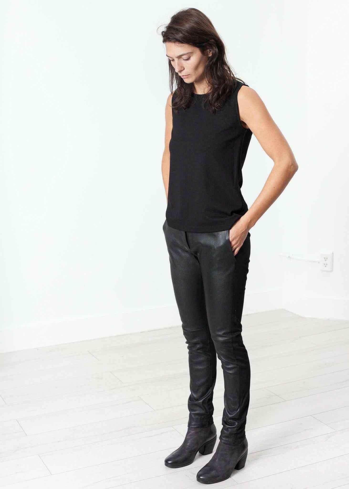 Leather Panel Trouser in Black.
