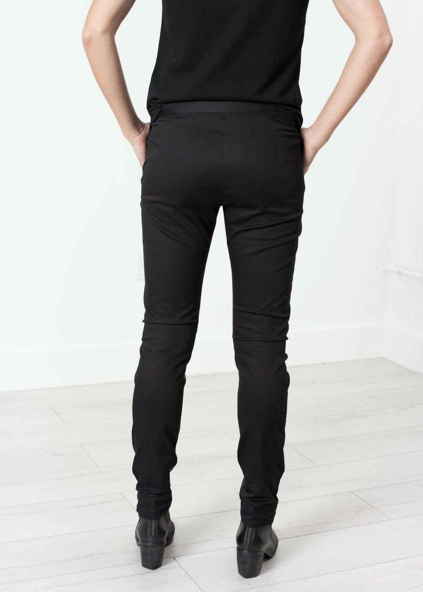 Leather Panel Trouser in Black.
