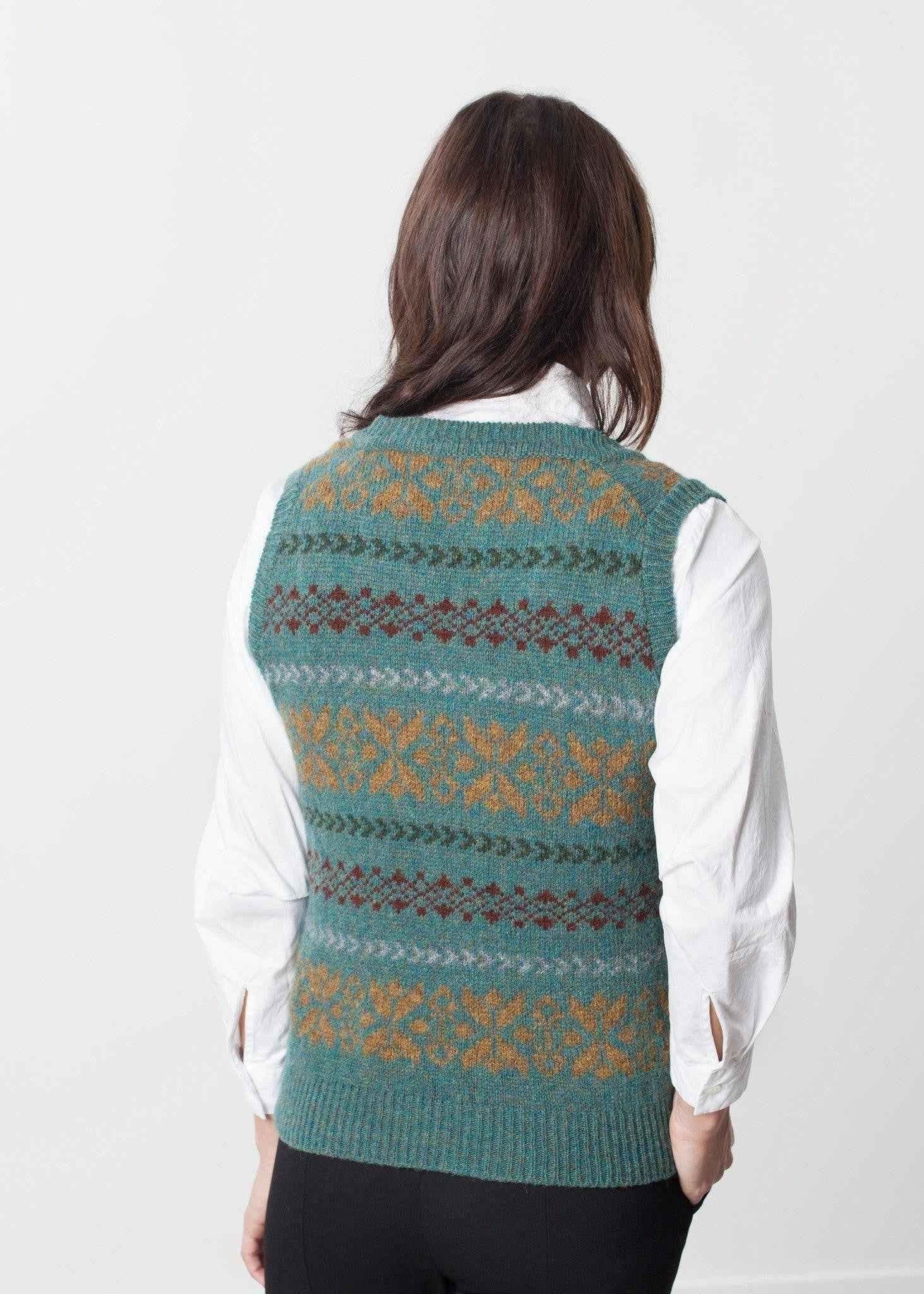 Fair Isle Vest in Army.