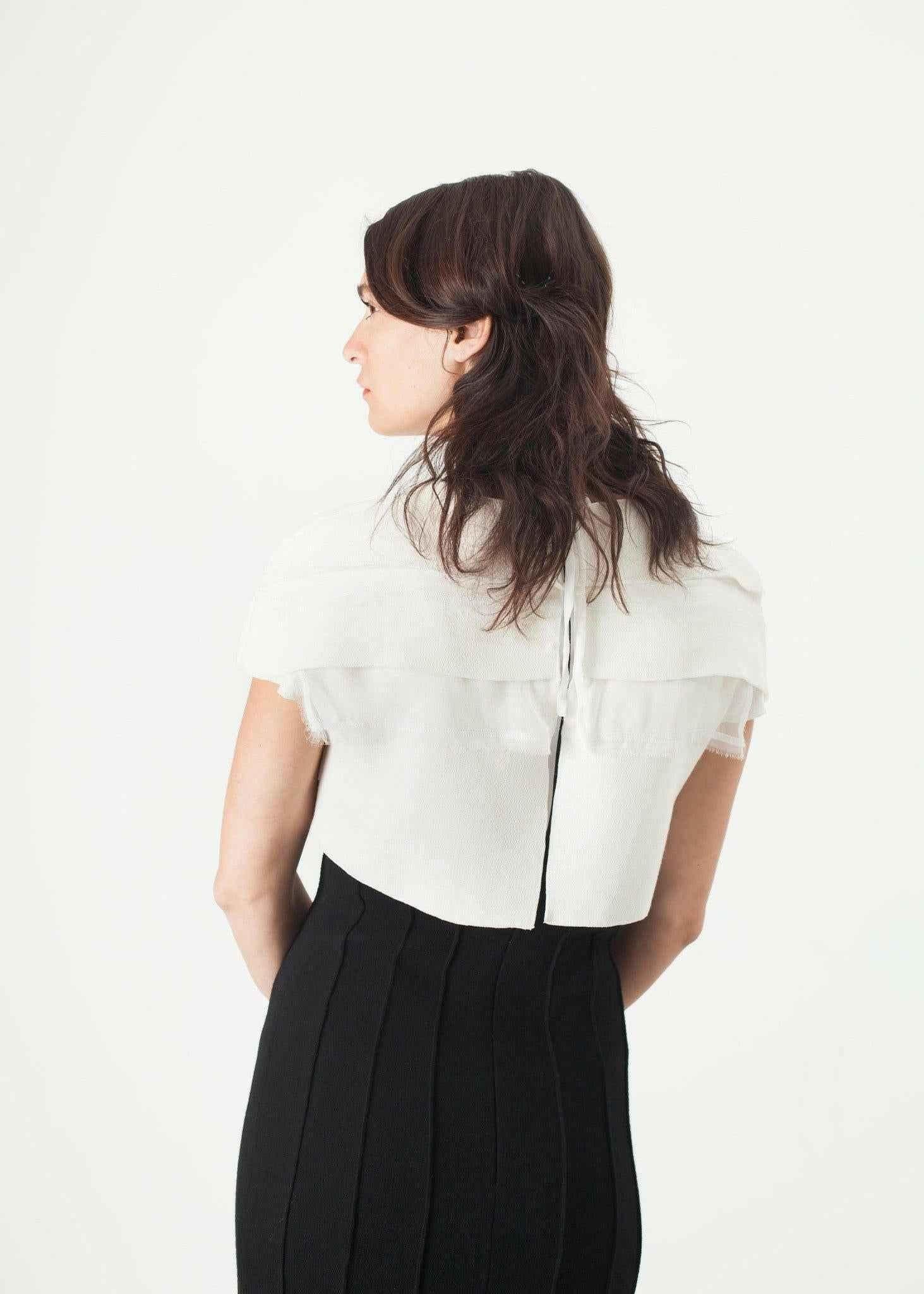 Layered Contrast Dress in Cream/Black.