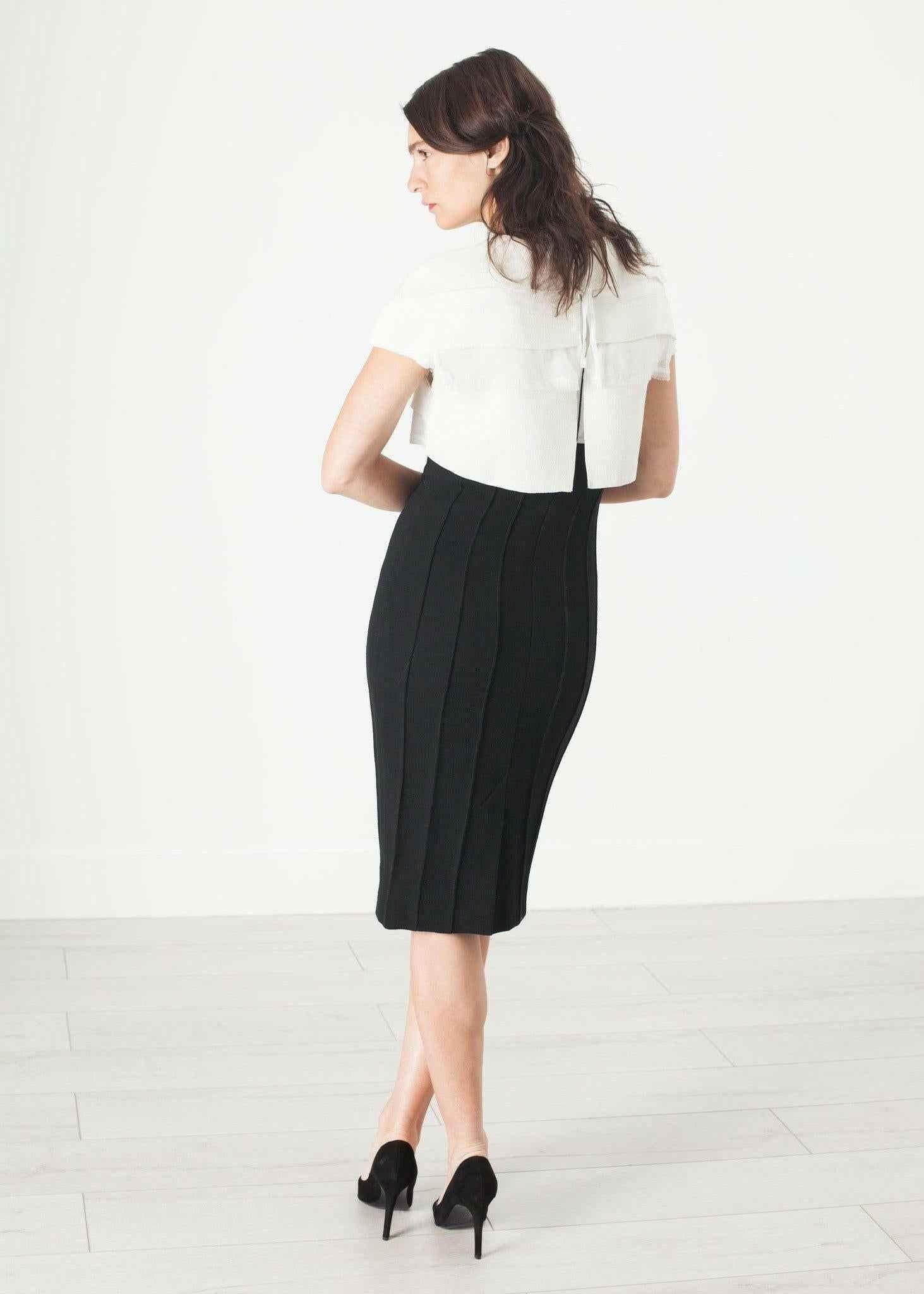 Layered Contrast Dress in Cream/Black.