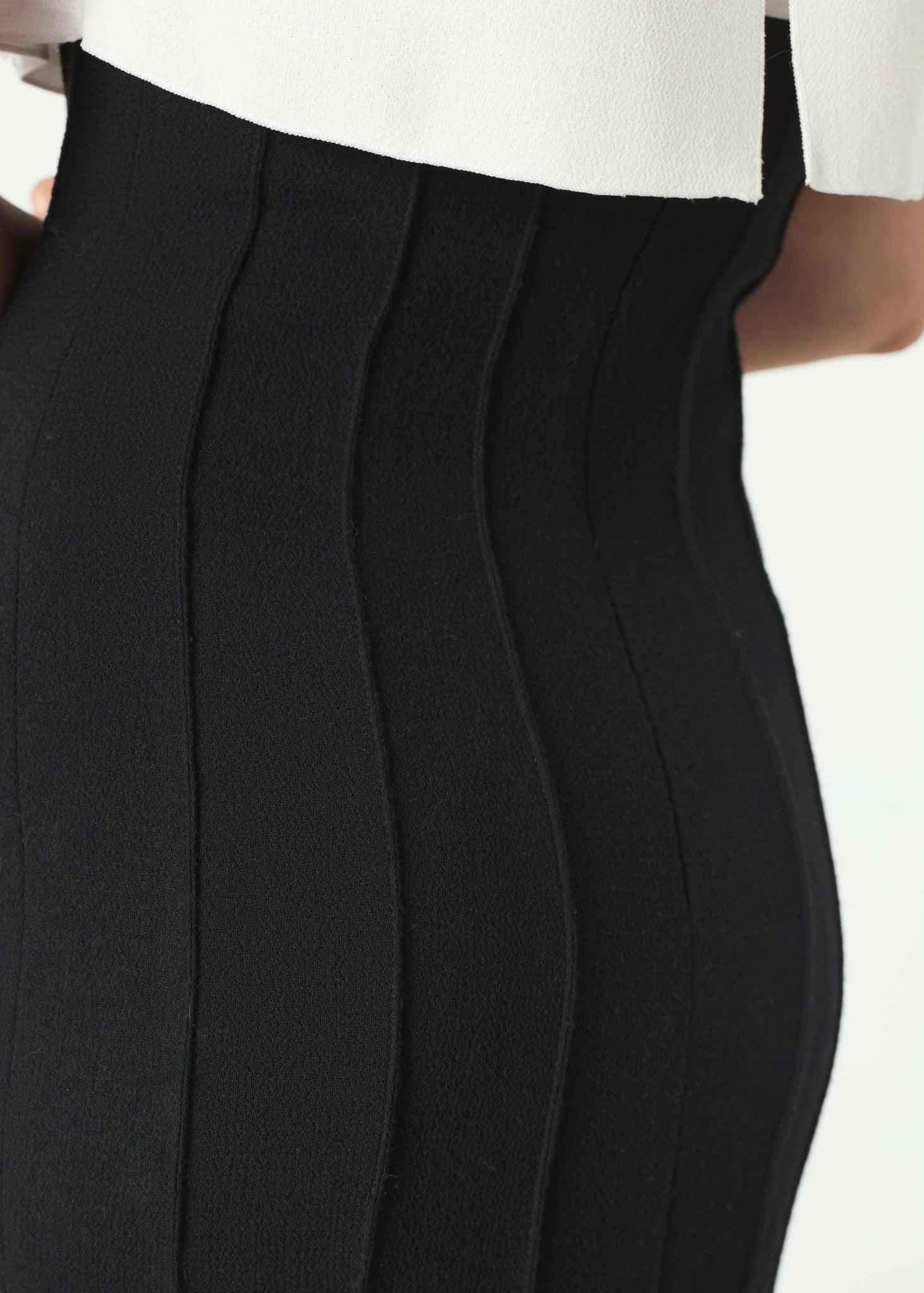 Layered Contrast Dress in Cream/Black.