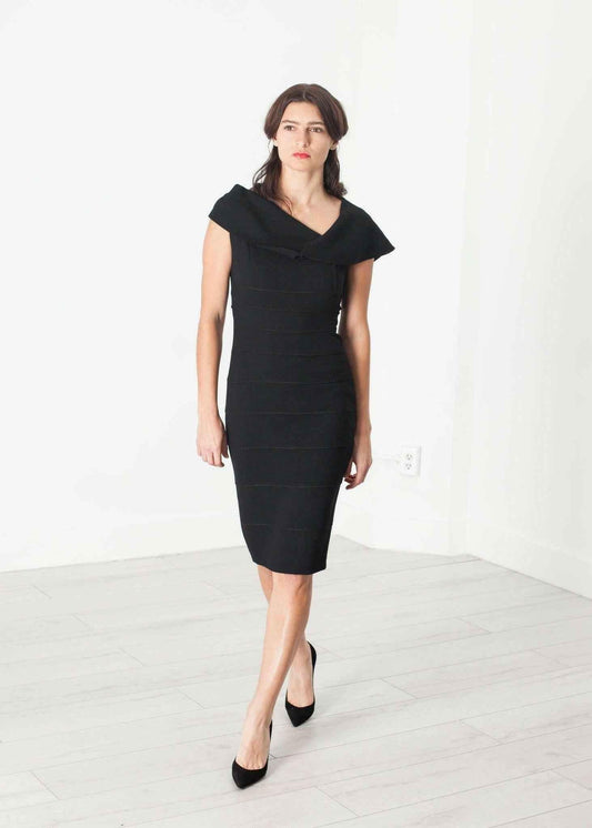 Asymmetric Dress in Black.