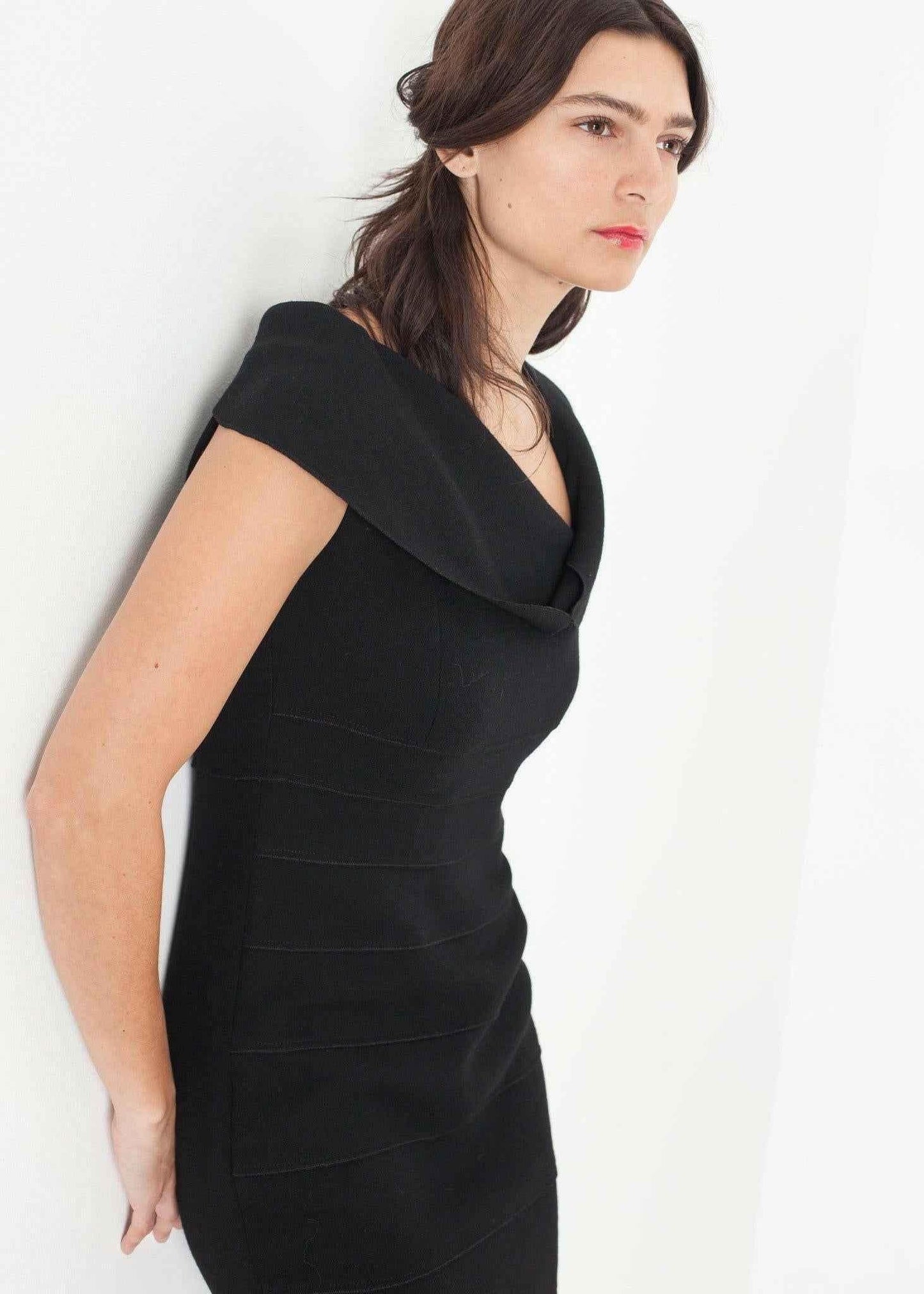 Asymmetric Dress in Black.