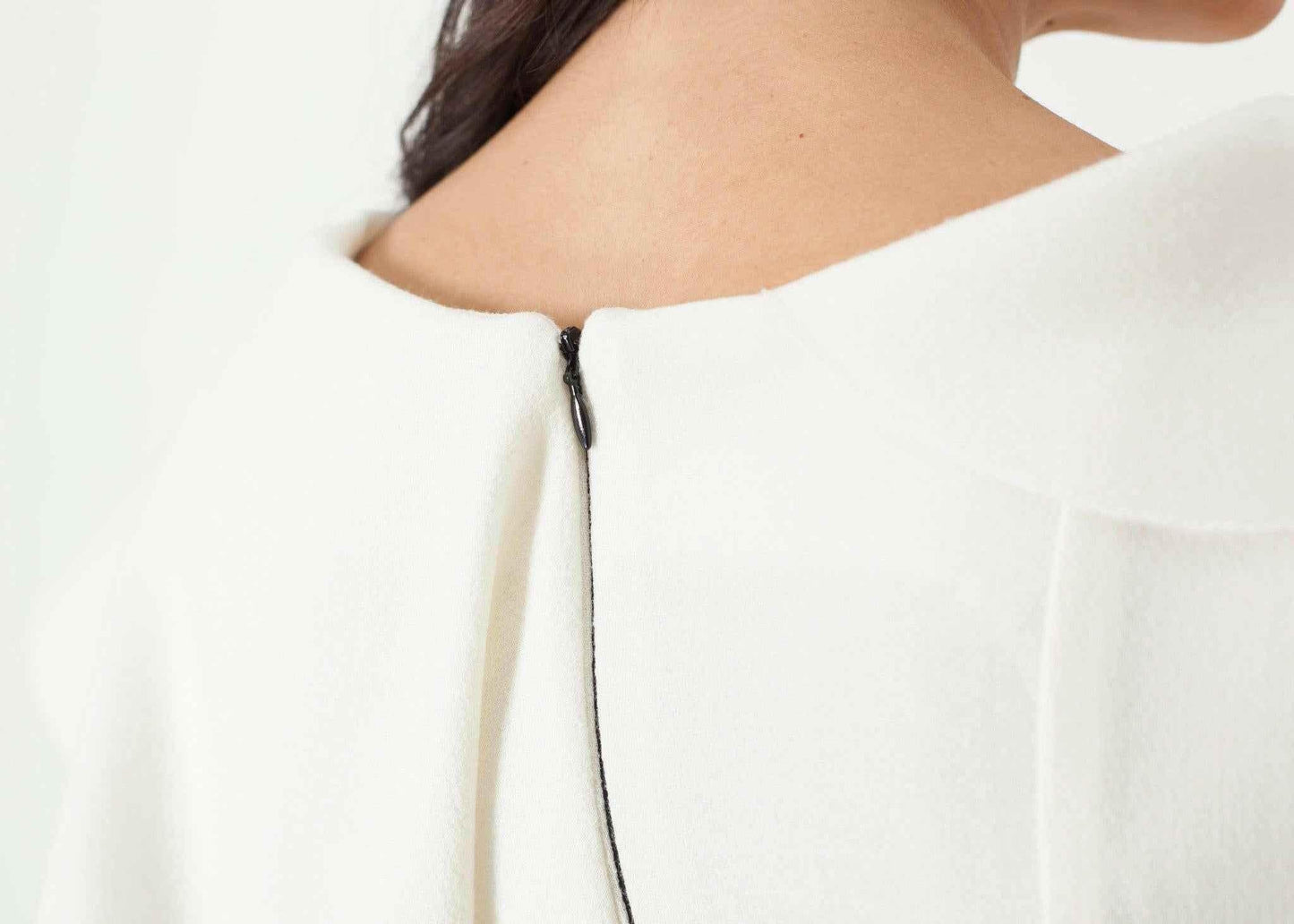 Asymmetric Dress in Cream/Black.