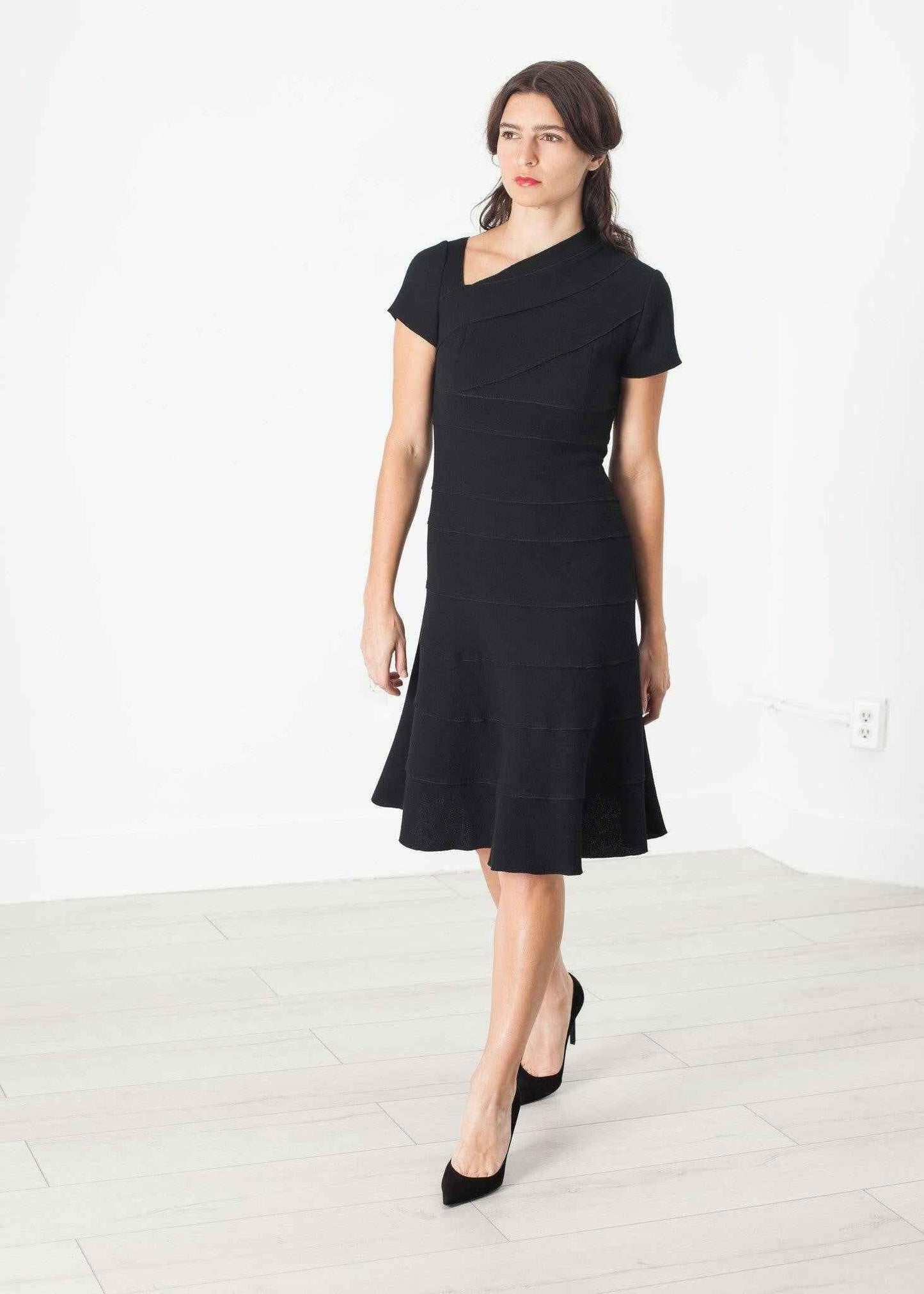 Lined Silhouette Dress in Black.