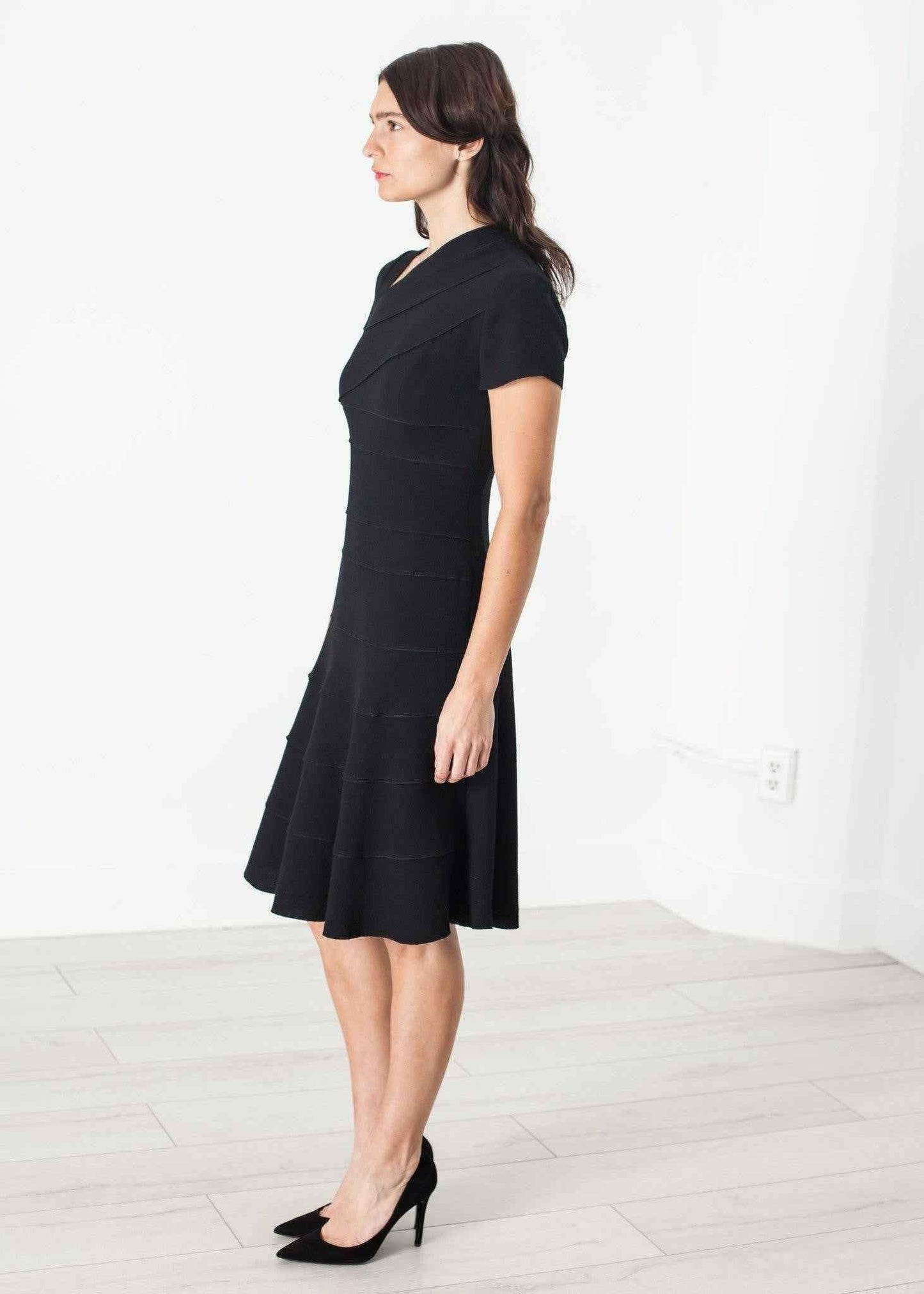 Lined Silhouette Dress in Black.