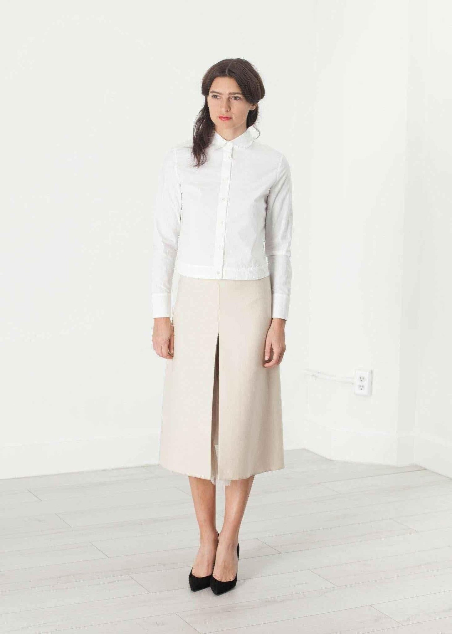 Tulle Pleat Skirt in Cream.