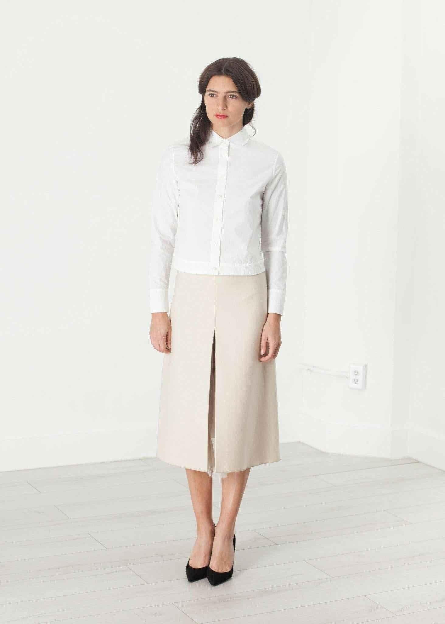 Tulle Pleat Skirt in Cream.