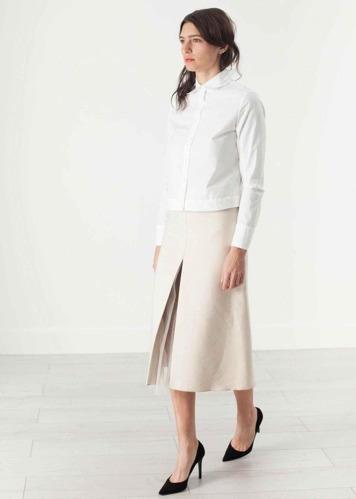 Tulle Pleat Skirt in Cream.