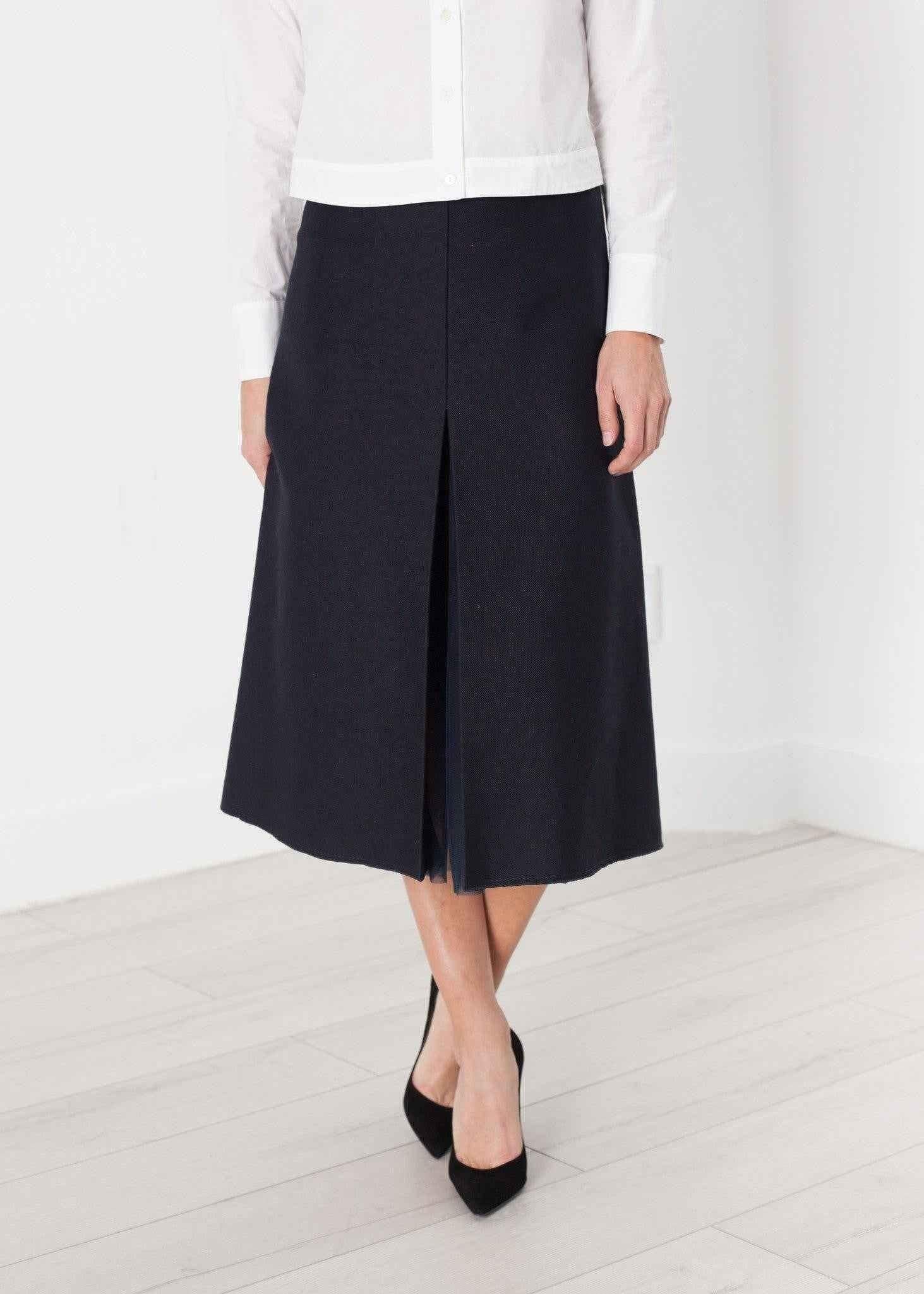 Tulle Pleat Skirt in Navy.