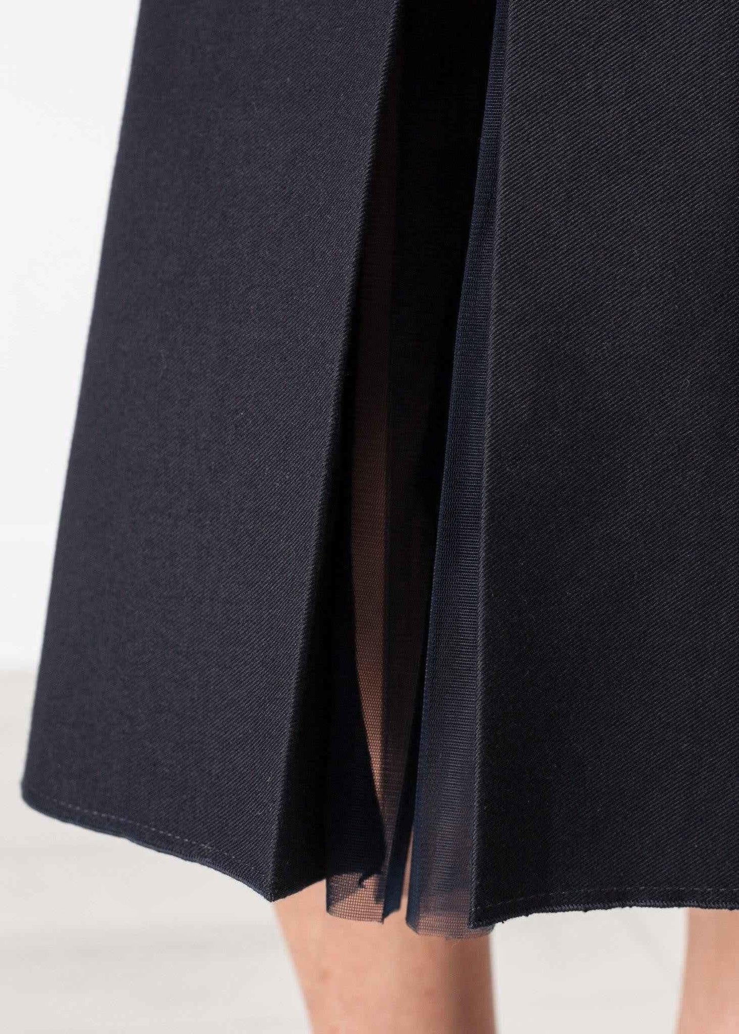 Tulle Pleat Skirt in Navy.