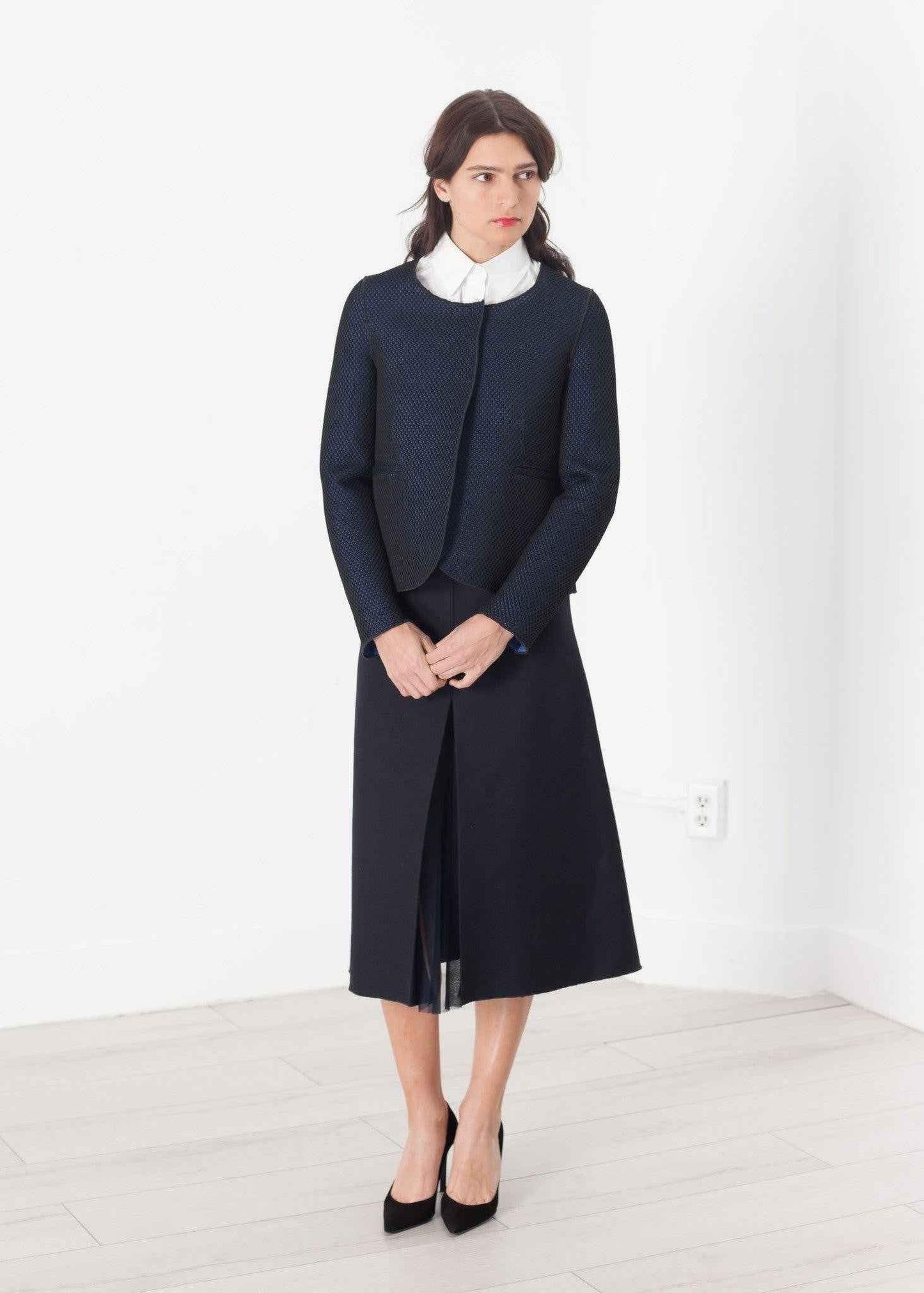 Weave Jacket in Black/Blue.