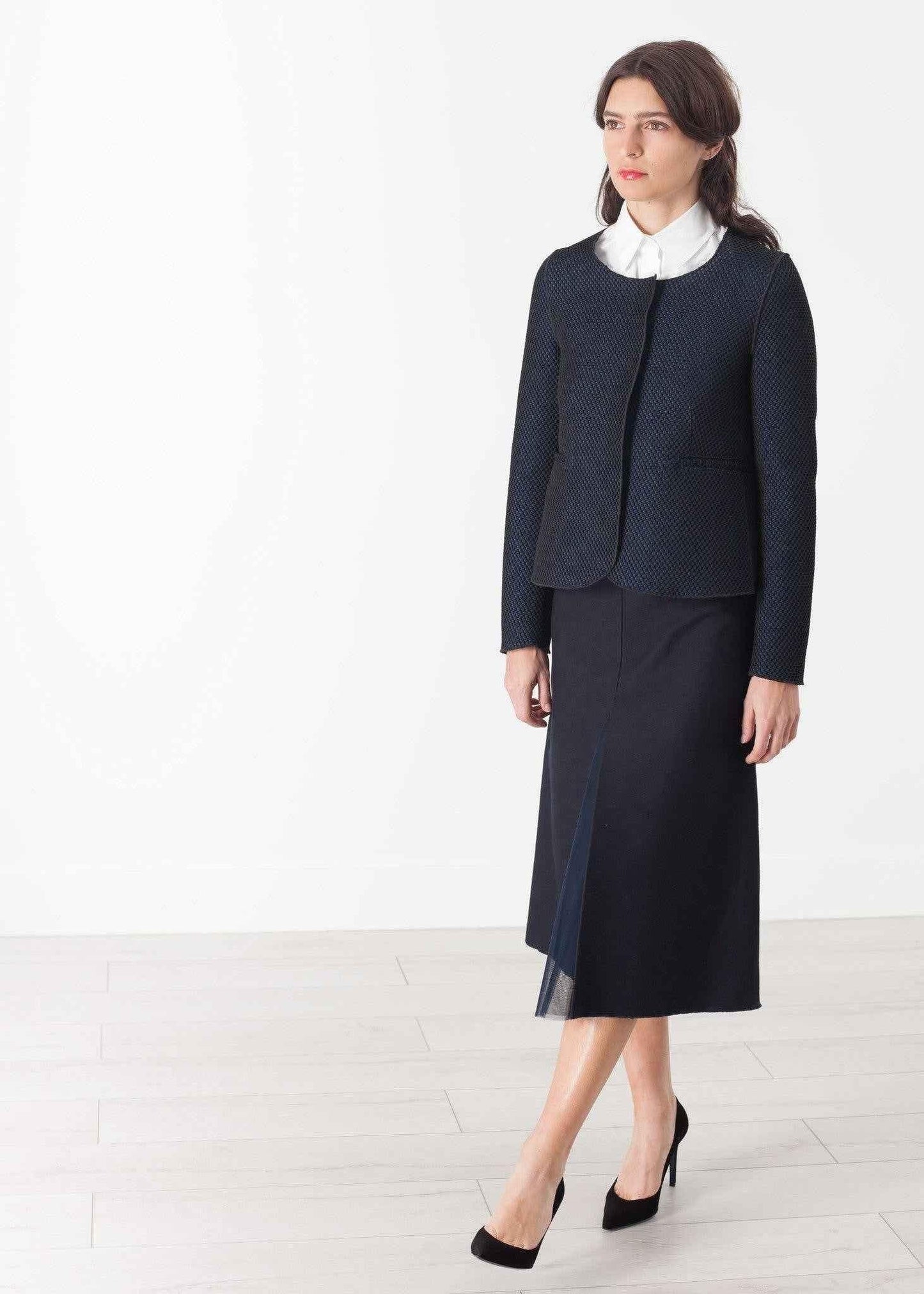 Weave Jacket in Black/Blue.