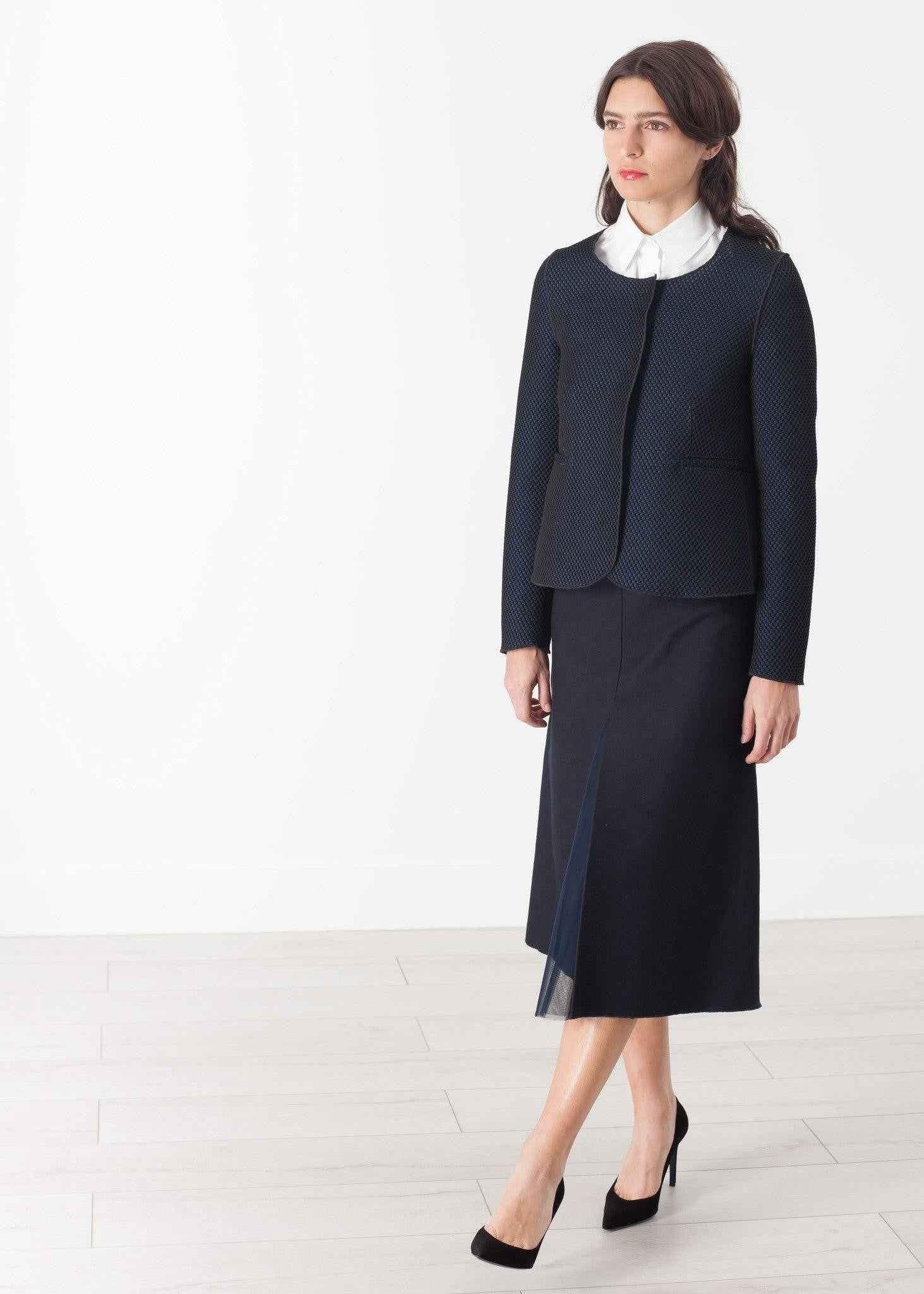 Weave Jacket in Black/Blue.