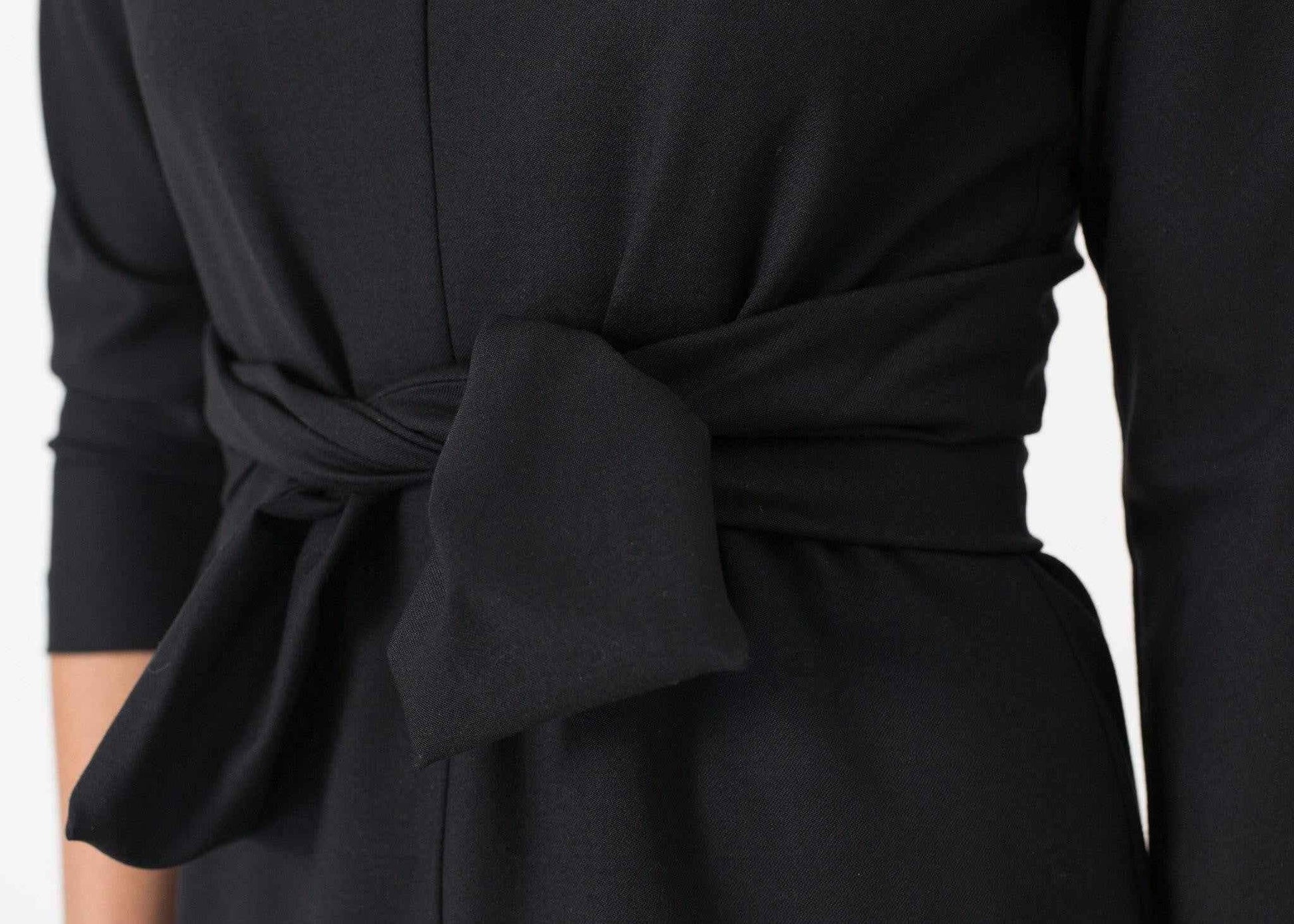 Tie Waist Dress in Black.