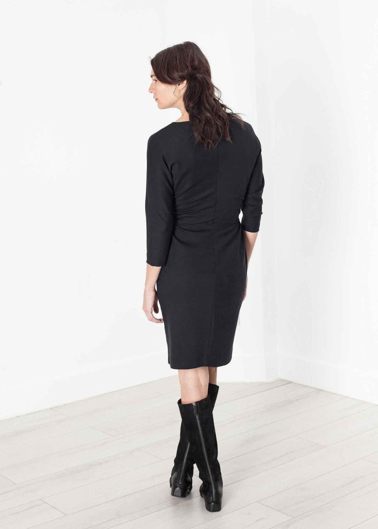 Tie Waist Dress in Black.