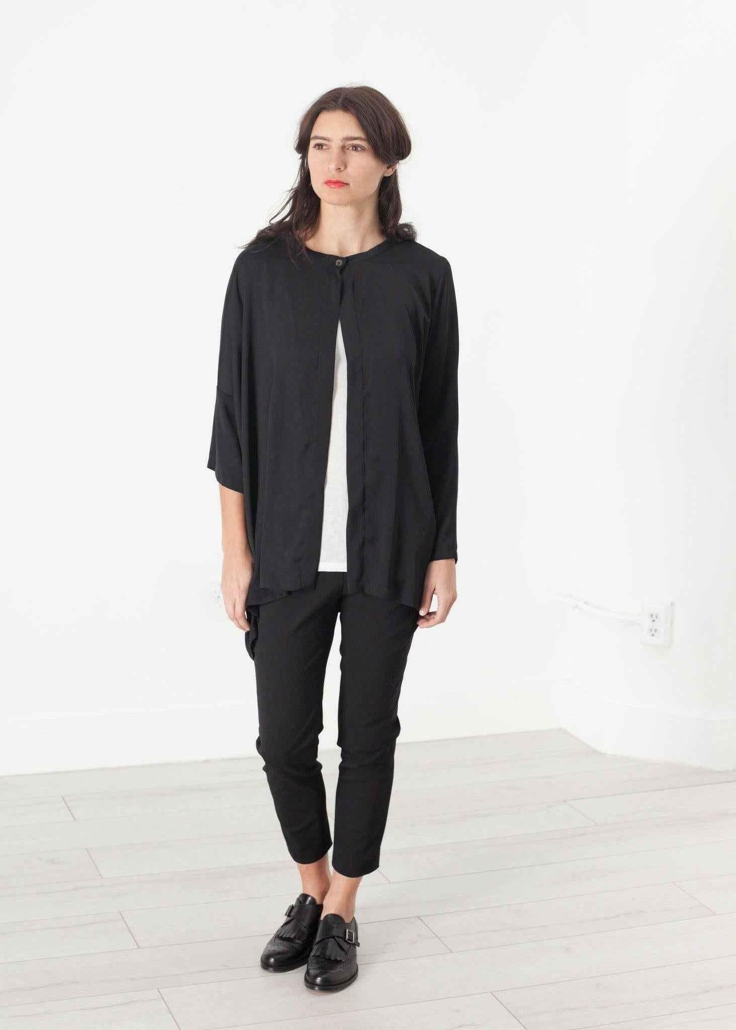 Unbalanced Cardigan in Black.