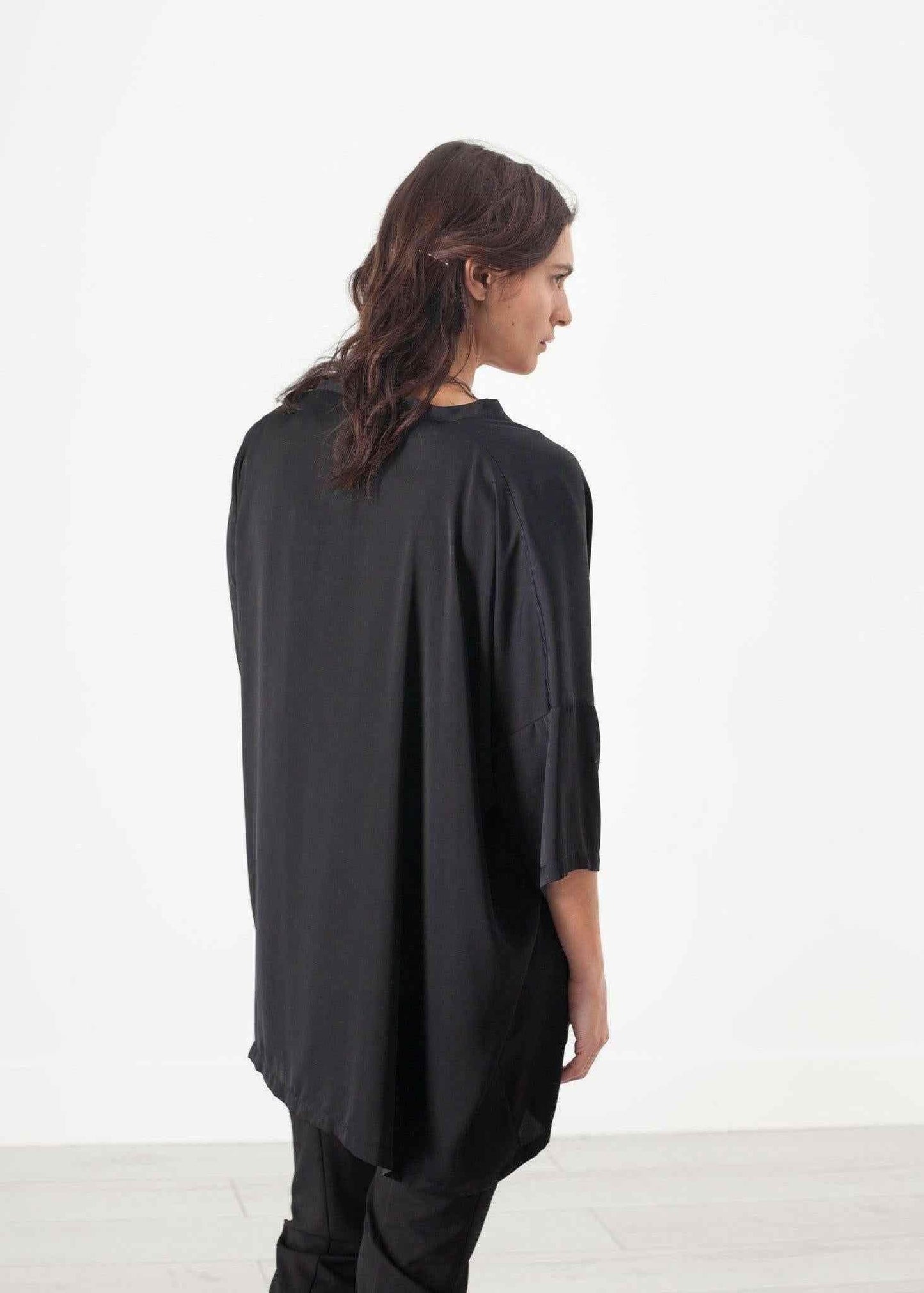 Unbalanced Cardigan in Black.