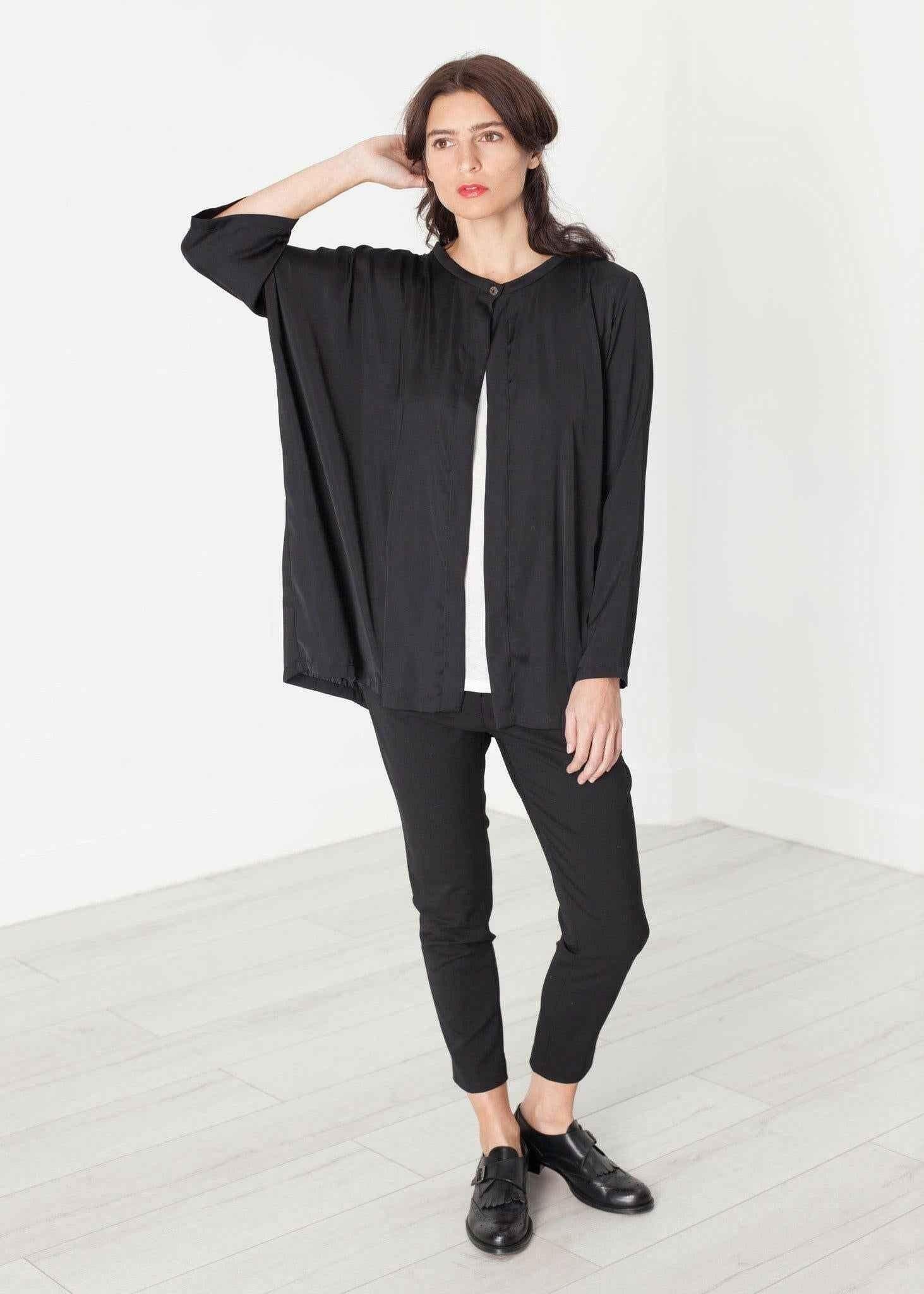 Unbalanced Cardigan in Black.