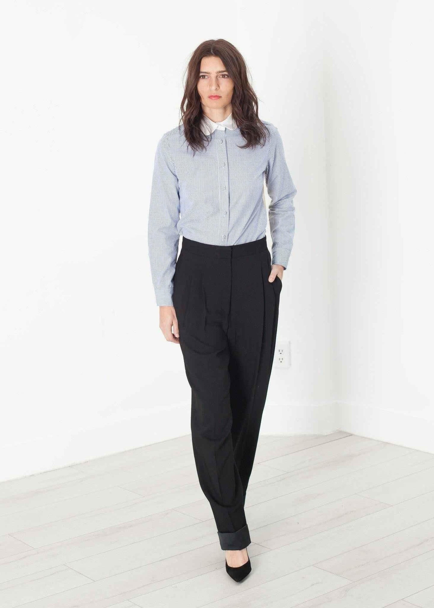 Longsleeve Blouse in Blue Stripe.