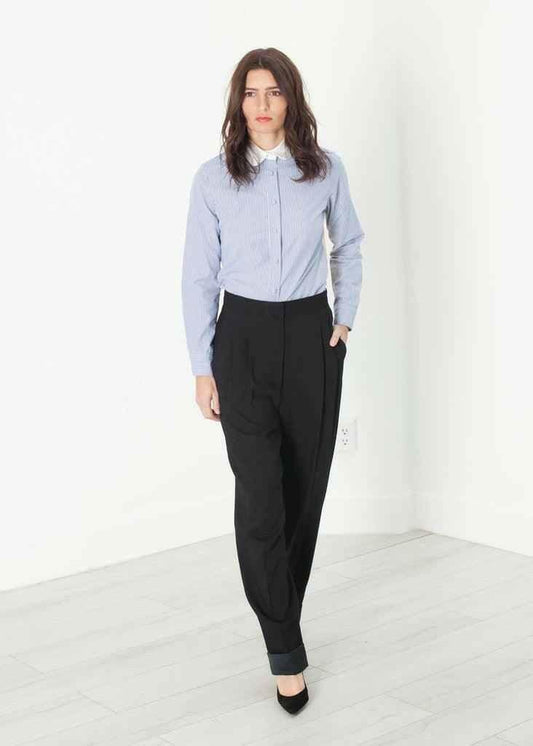Contrast Cuff Pant in Black.