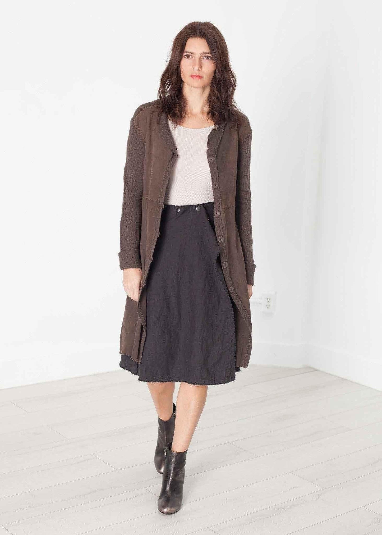 Wrap Snap Skirt in Black.