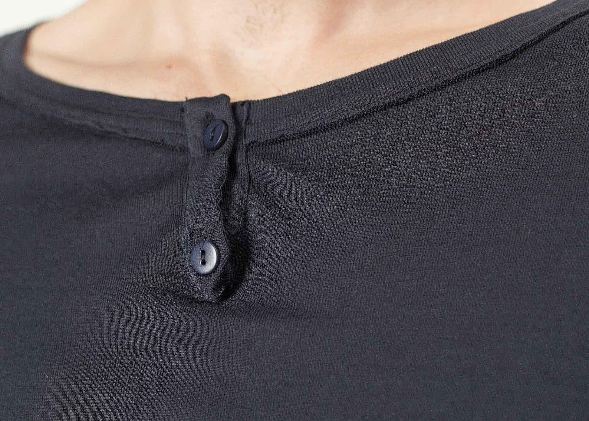 Cotton Henley in Blue Grey.