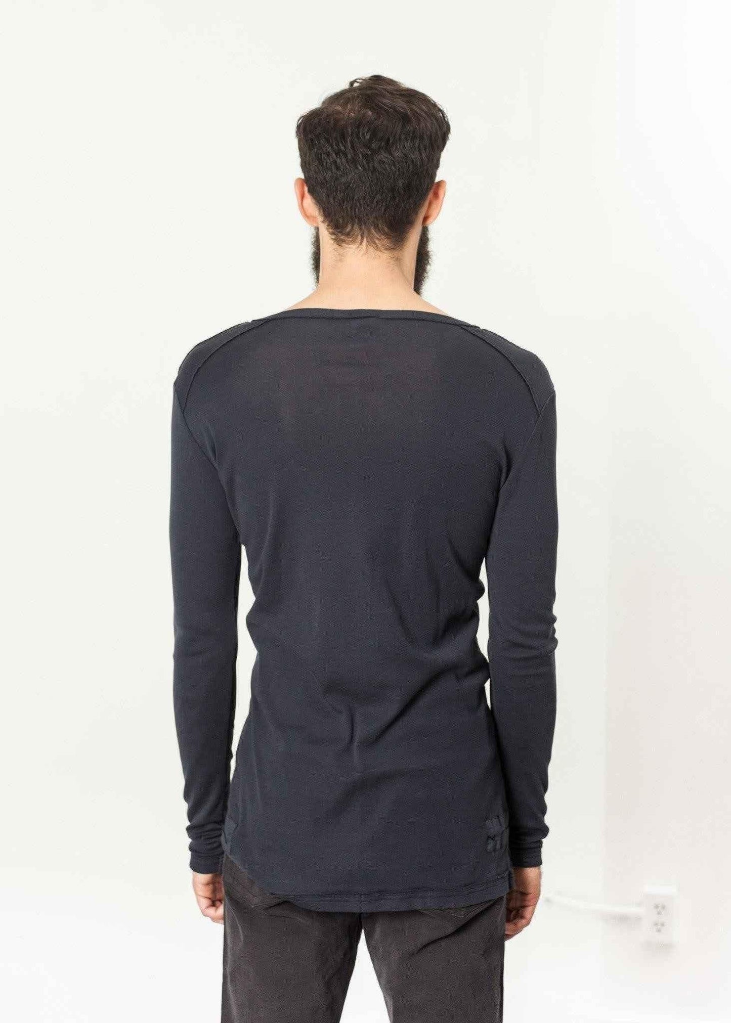 Cotton Henley in Blue Grey.