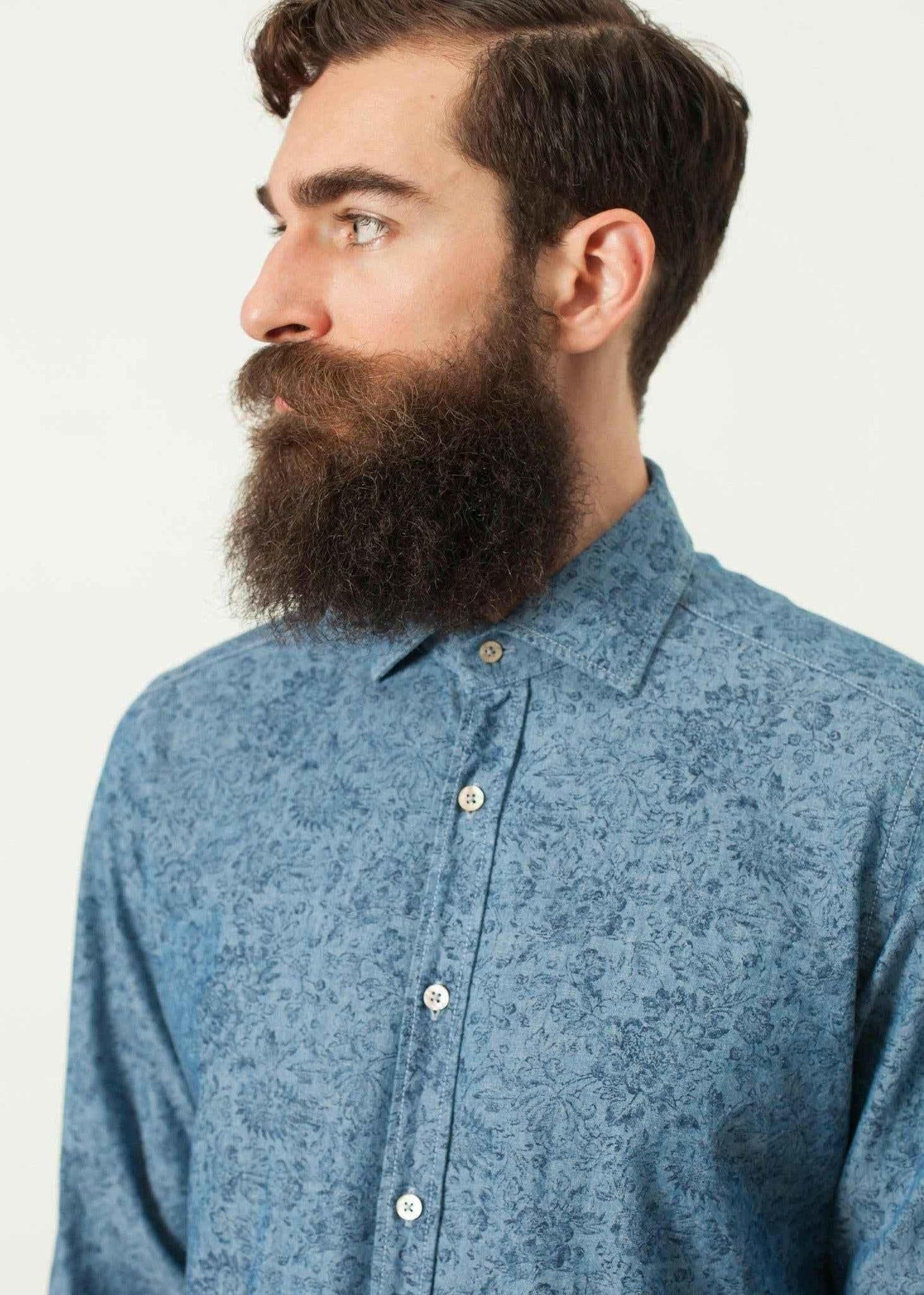 Floral Button-Up in Blue.