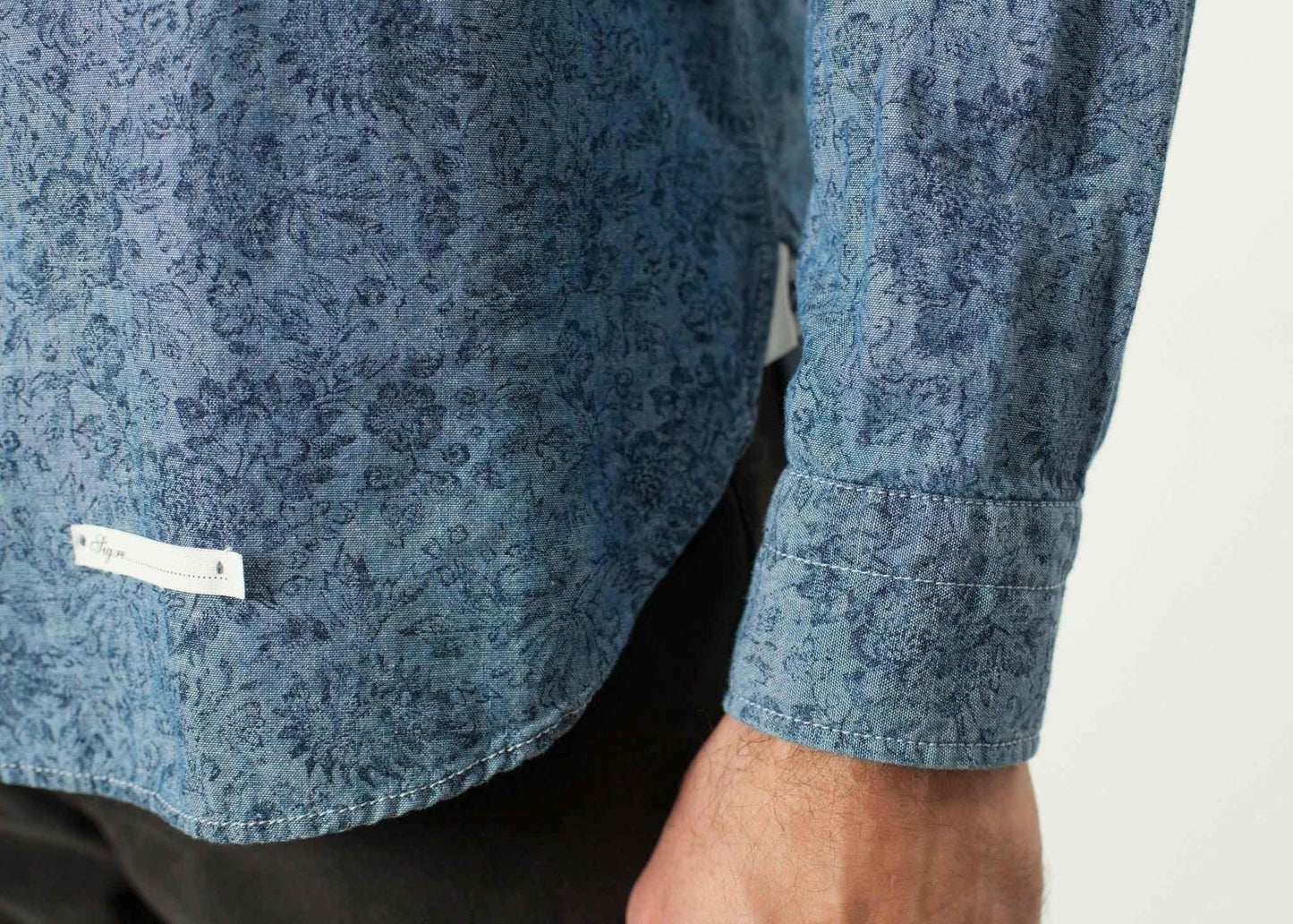 Floral Button-Up in Blue.