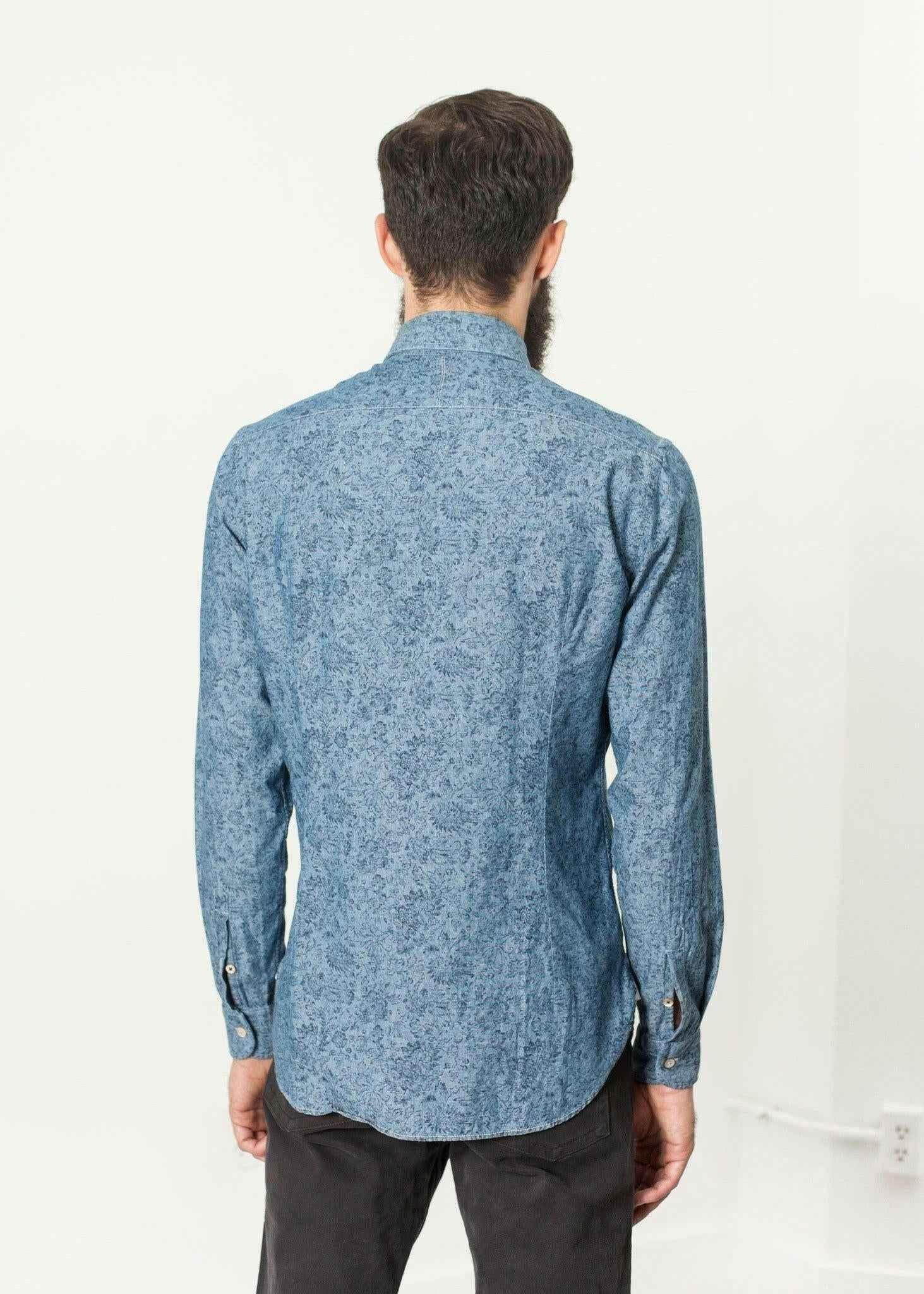 Floral Button-Up in Blue.