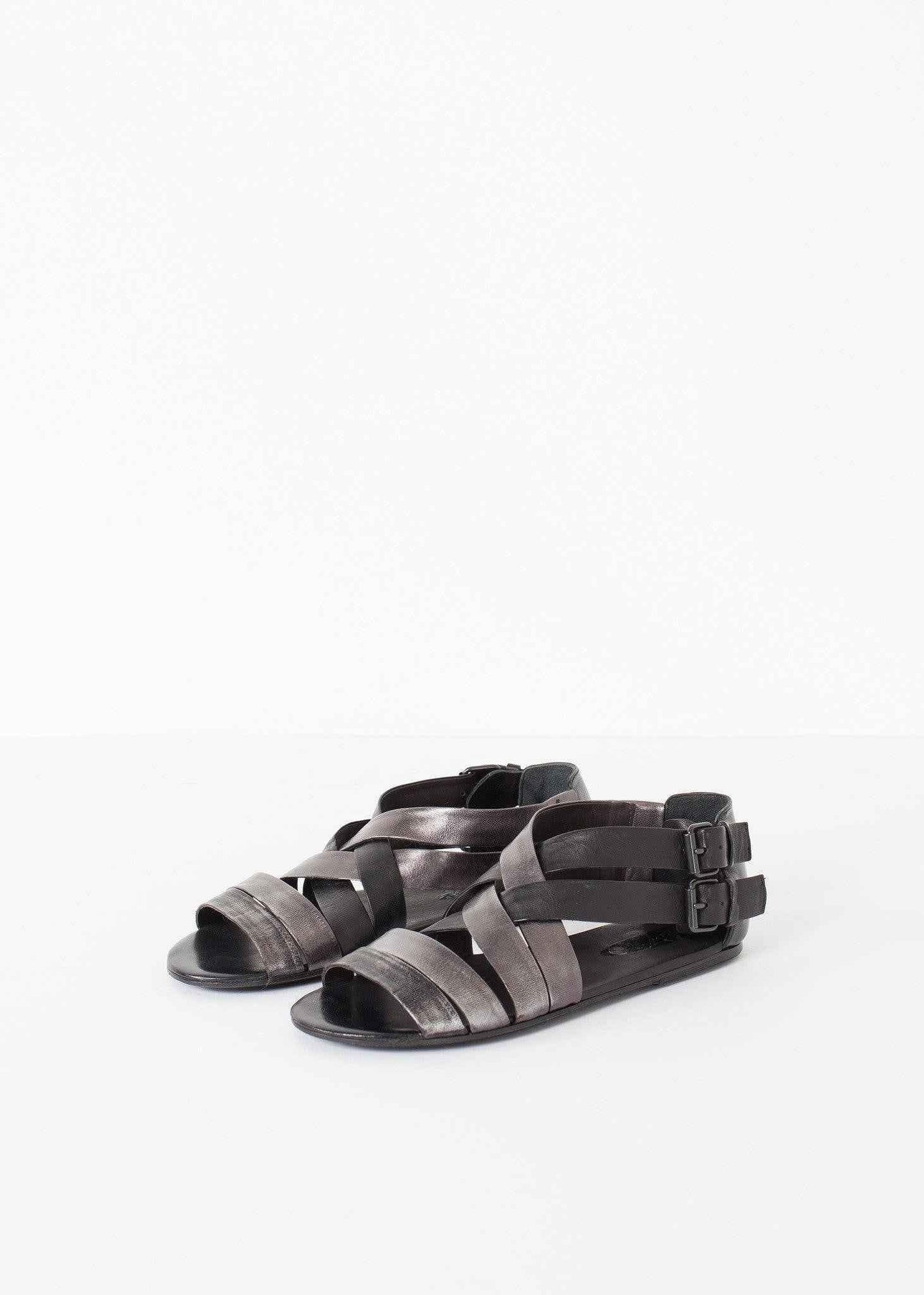 Wrap Sandal in Black/Steel.