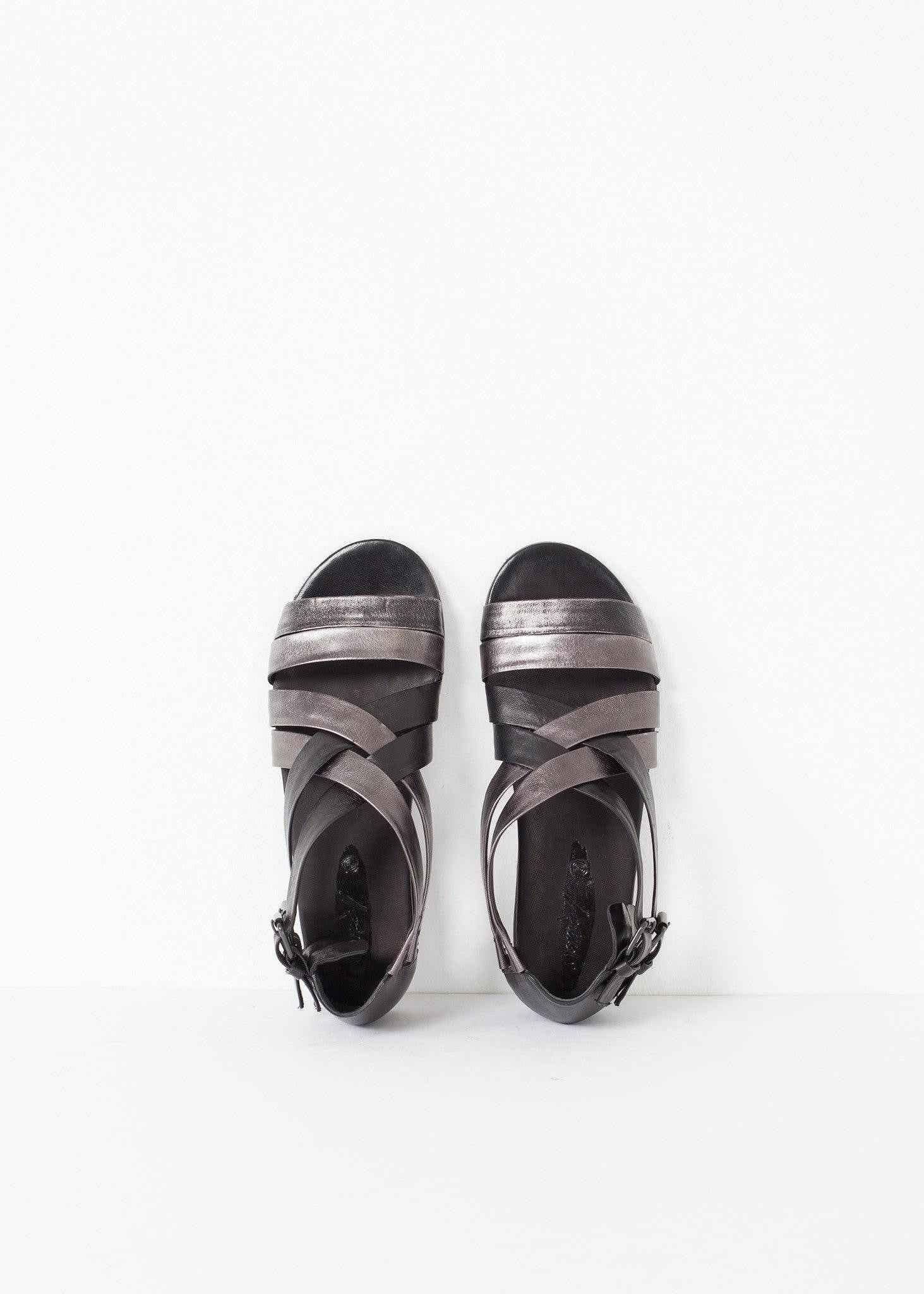 Wrap Sandal in Black/Steel.