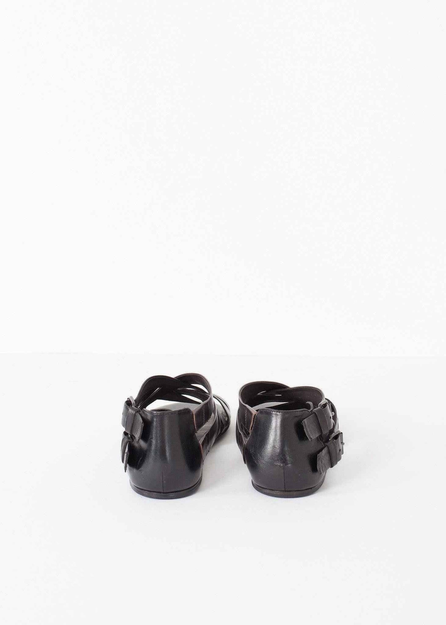 Wrap Sandal in Black/Steel.