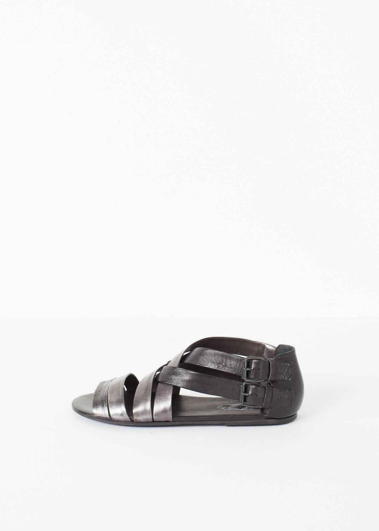 Wrap Sandal in Black/Steel.