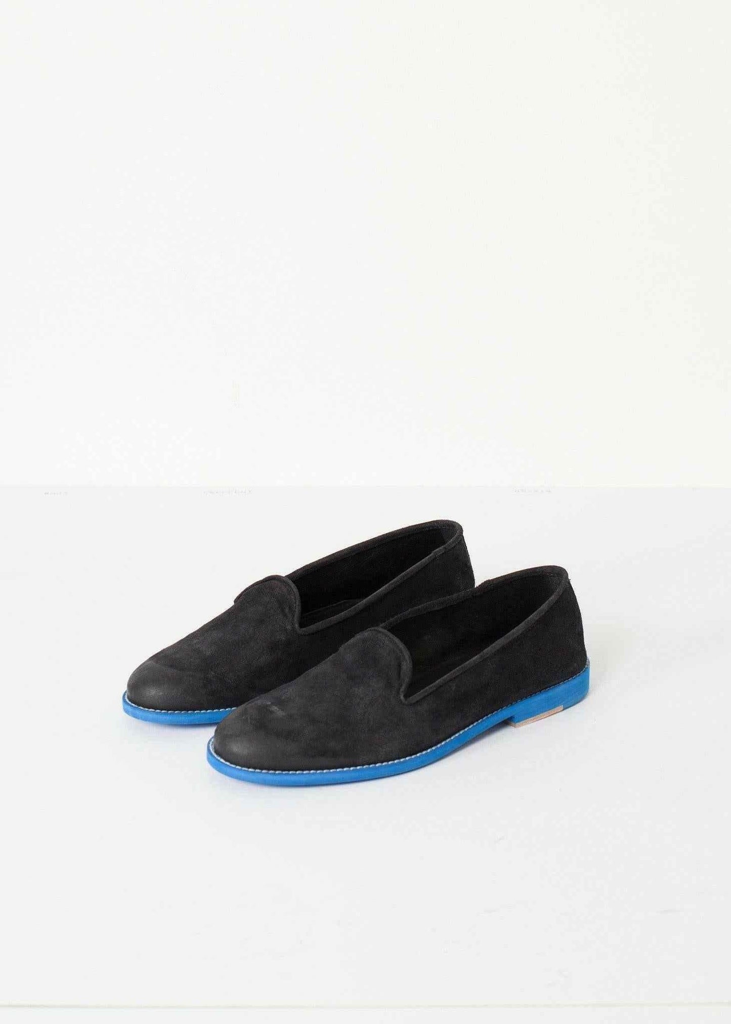 Suede Loafers - Black/Blue.