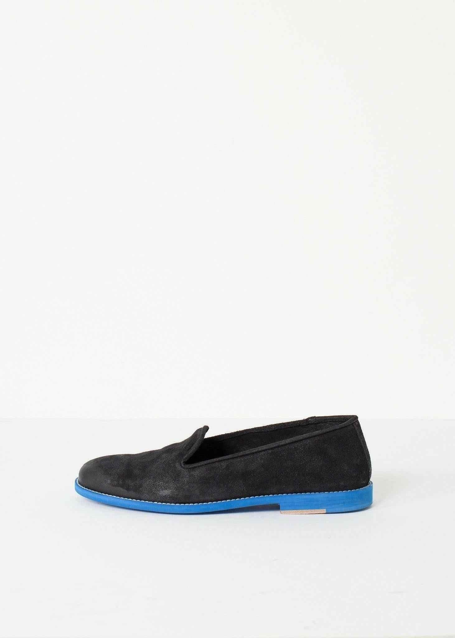 Suede Loafers - Black/Blue.