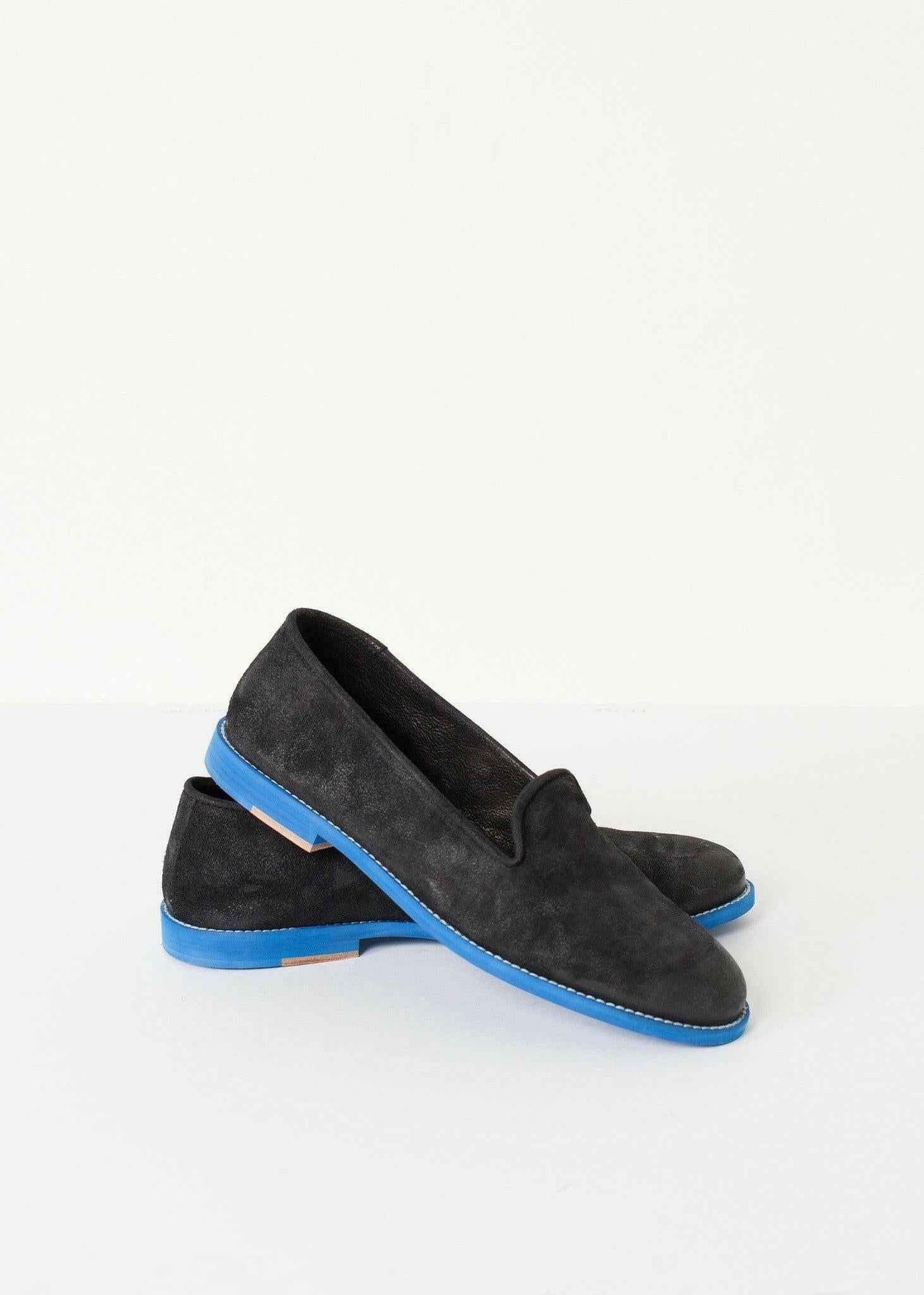 Suede Loafers - Black/Blue.