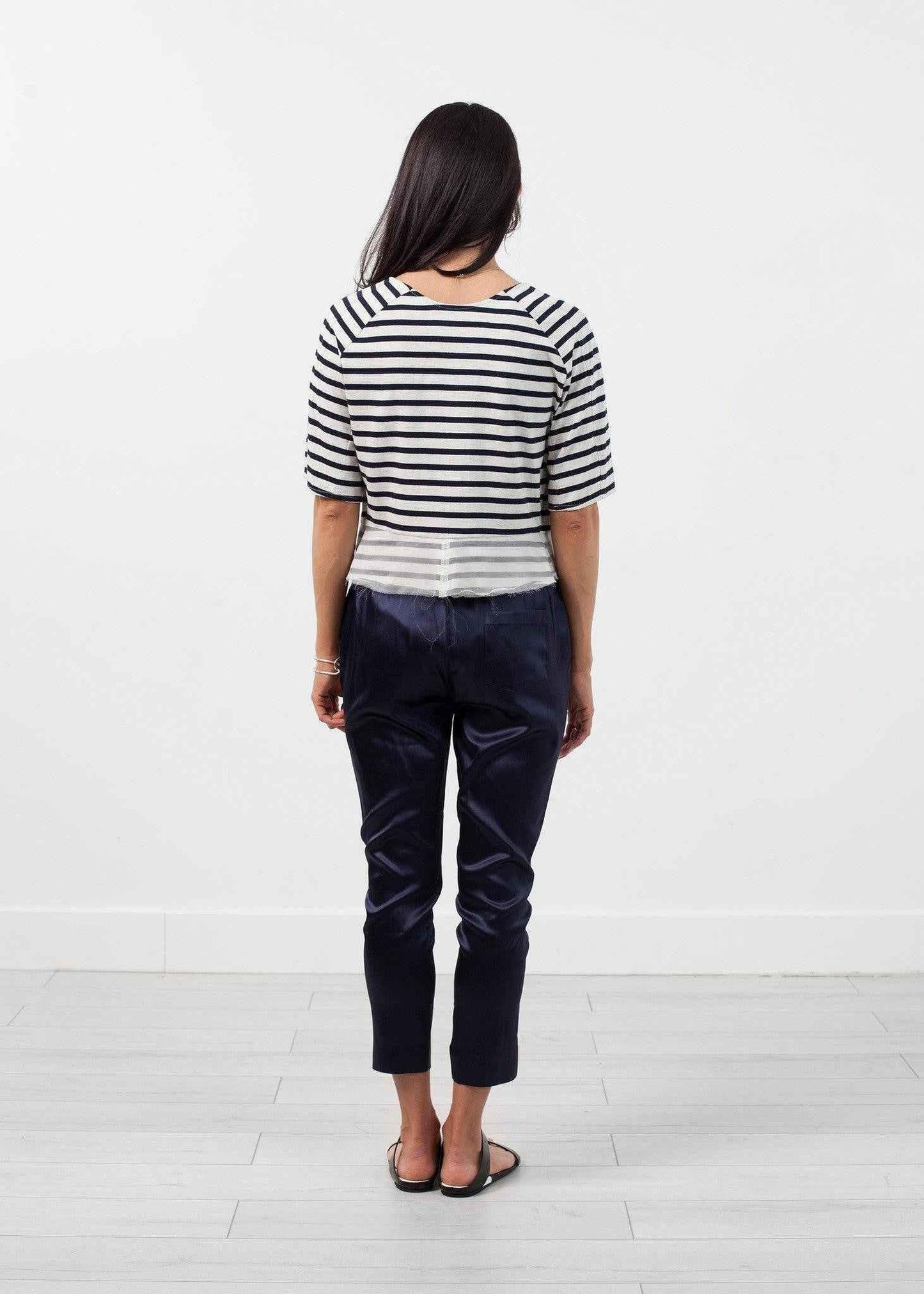 Sleeve Top in Navy Stripe.