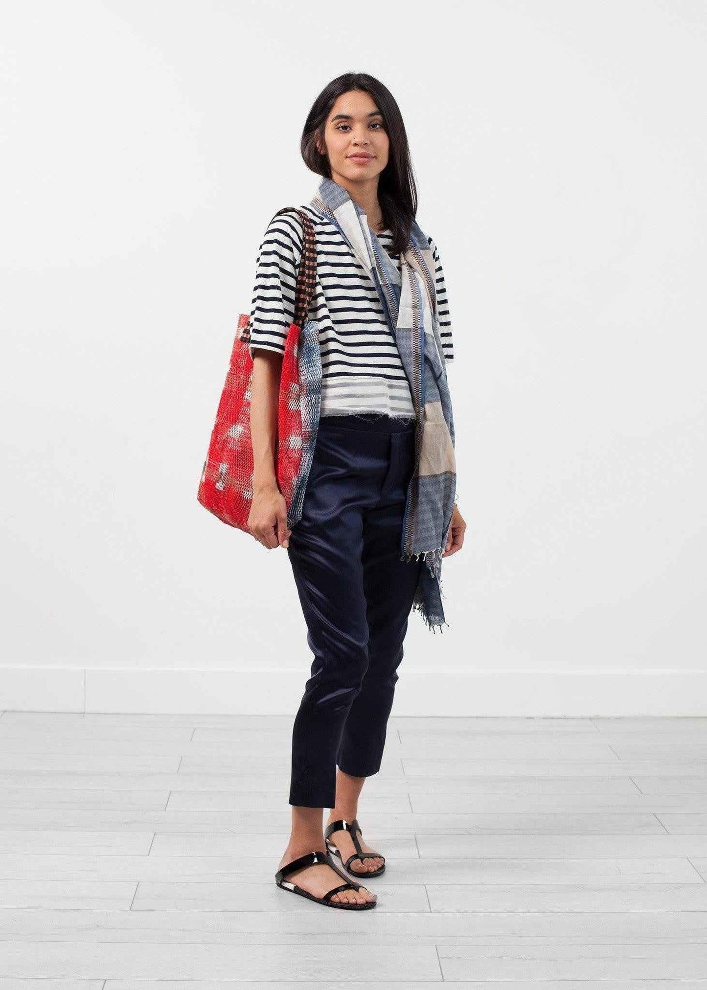 Sleeve Top in Navy Stripe.