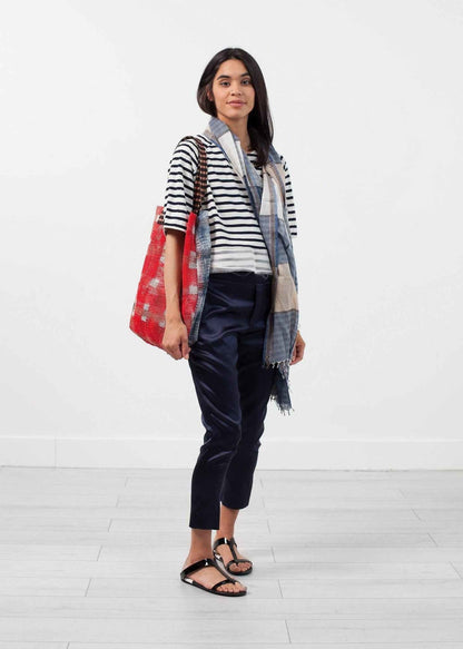 Sleeve Top in Navy Stripe.