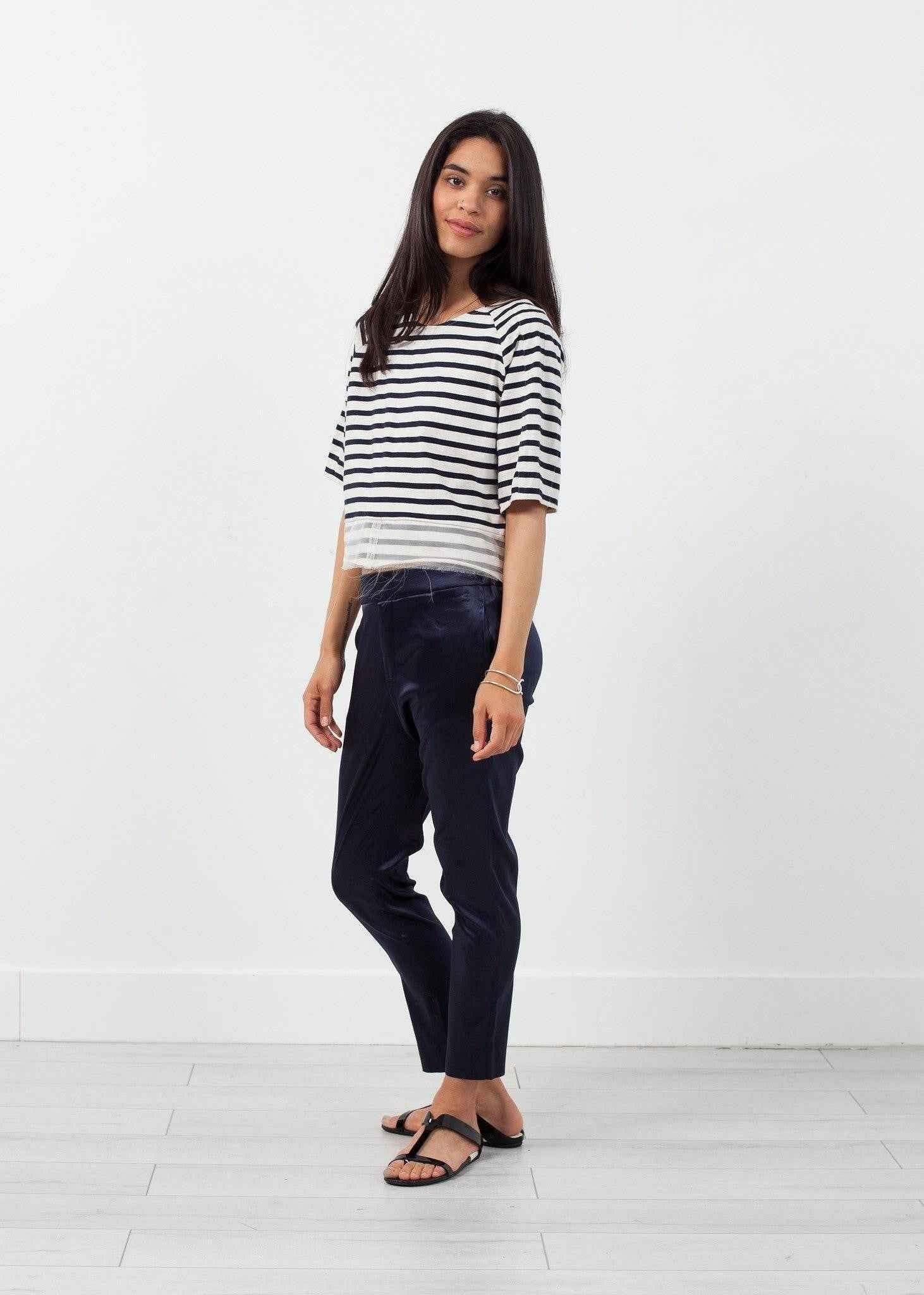 Sleeve Top in Navy Stripe.