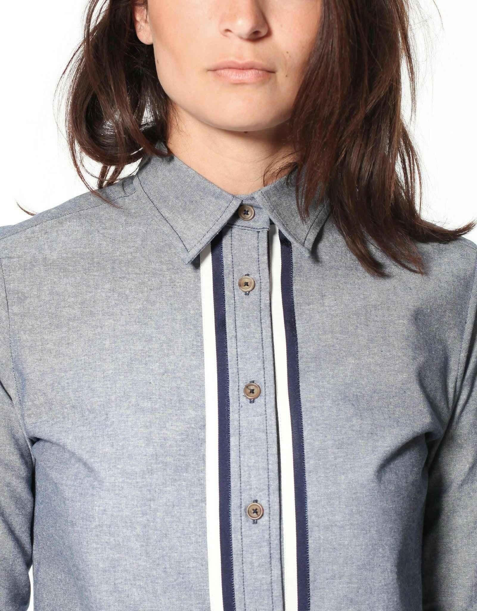 Chambray Boyfriend Shirt in Blue.