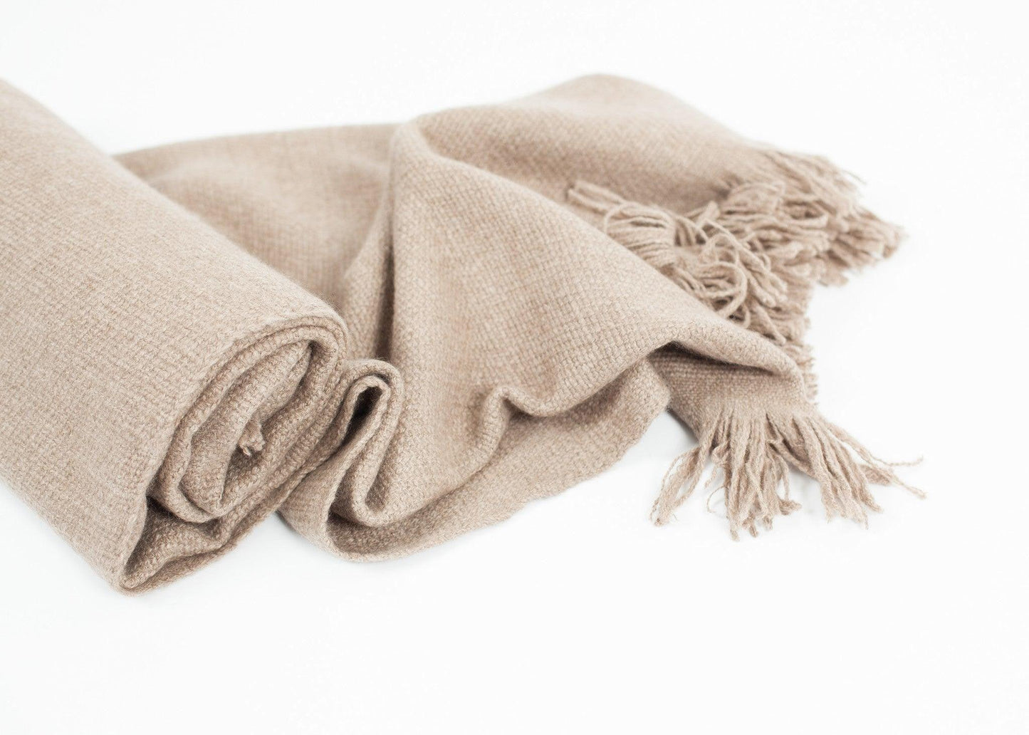 Cashmere Tassel Blanket in Brown.