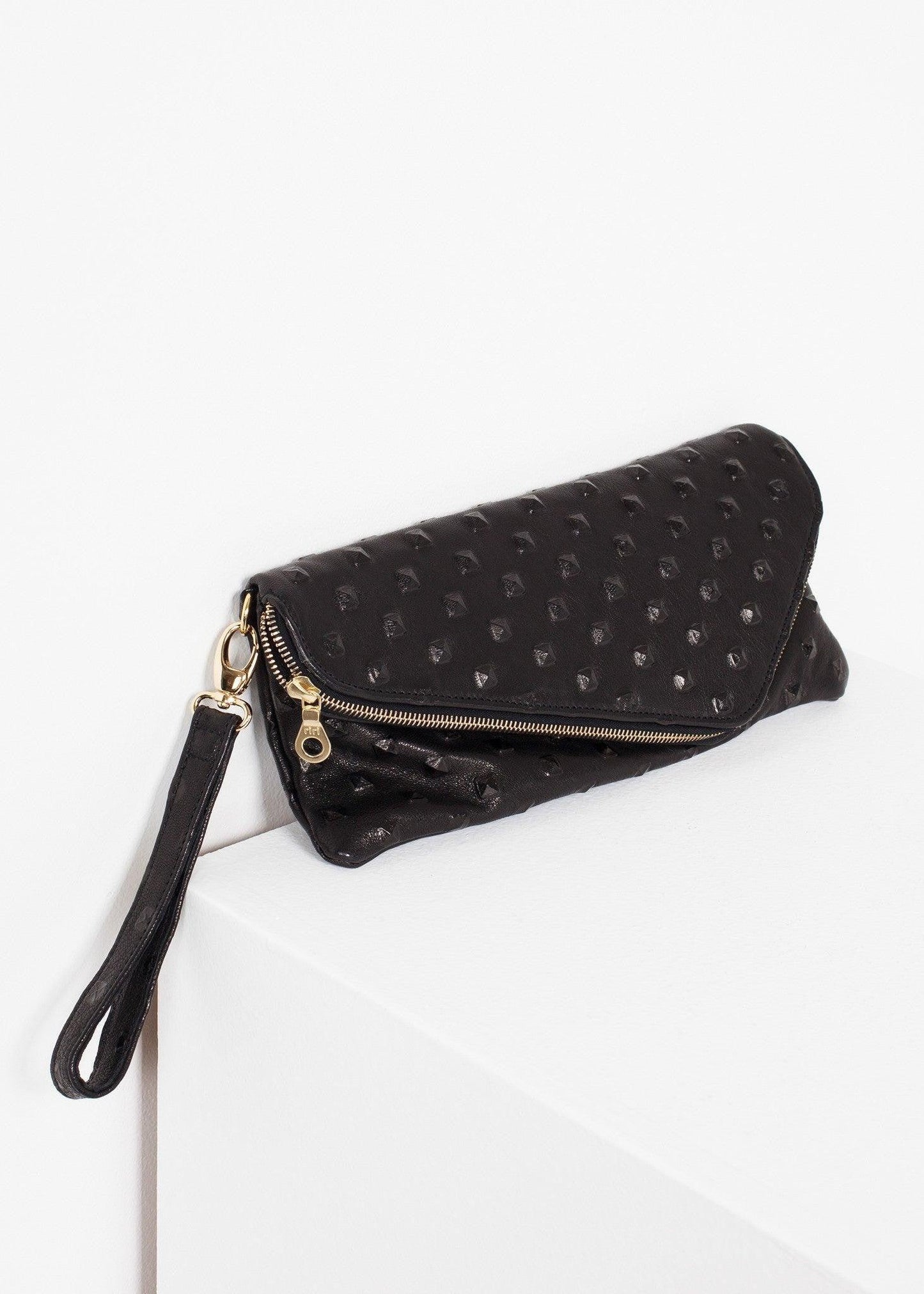 Roxanne Leather Clutch in Black.