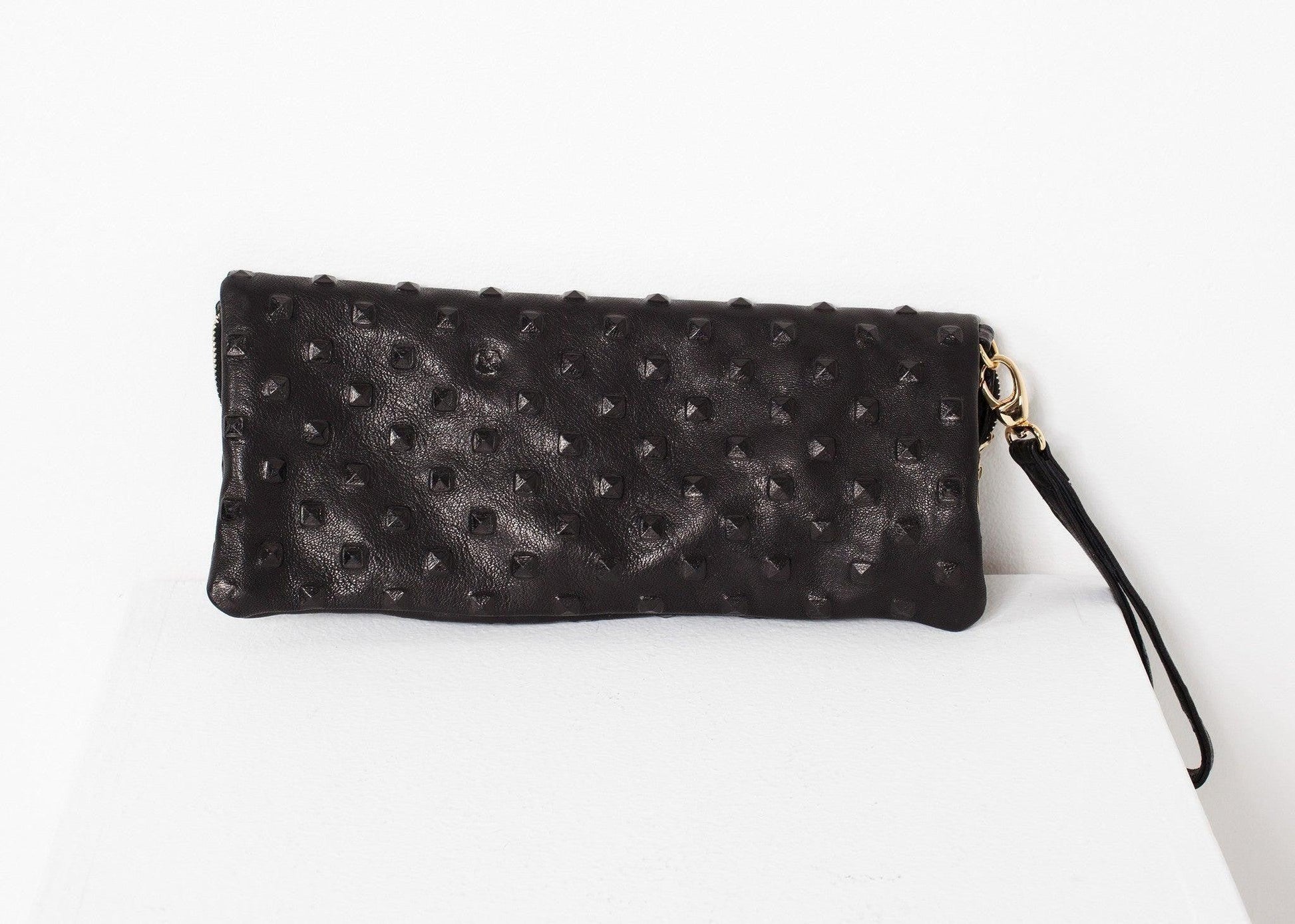 Roxanne Leather Clutch in Black.